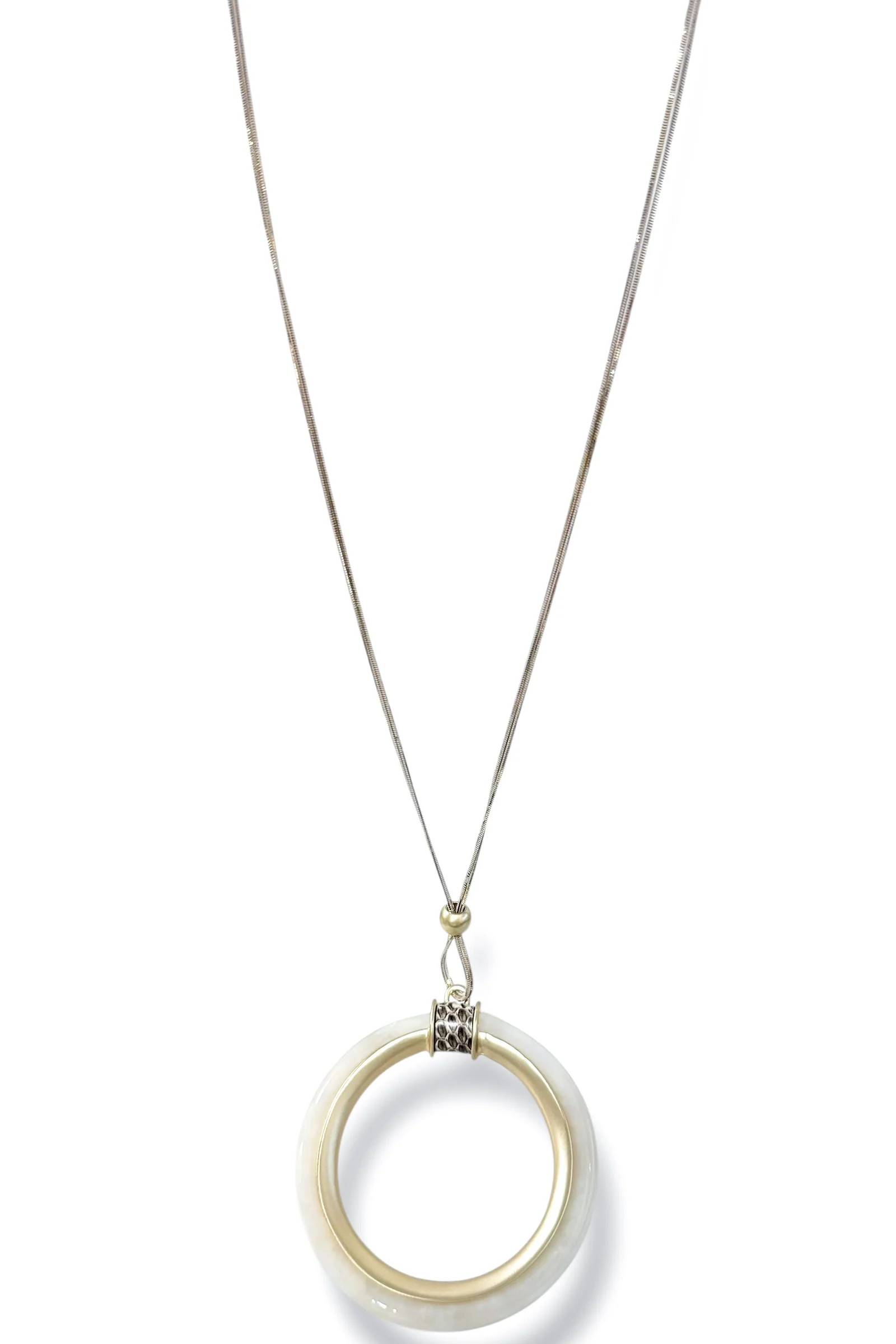 Passing Limits Resin & Metal Circle Pendant Necklace