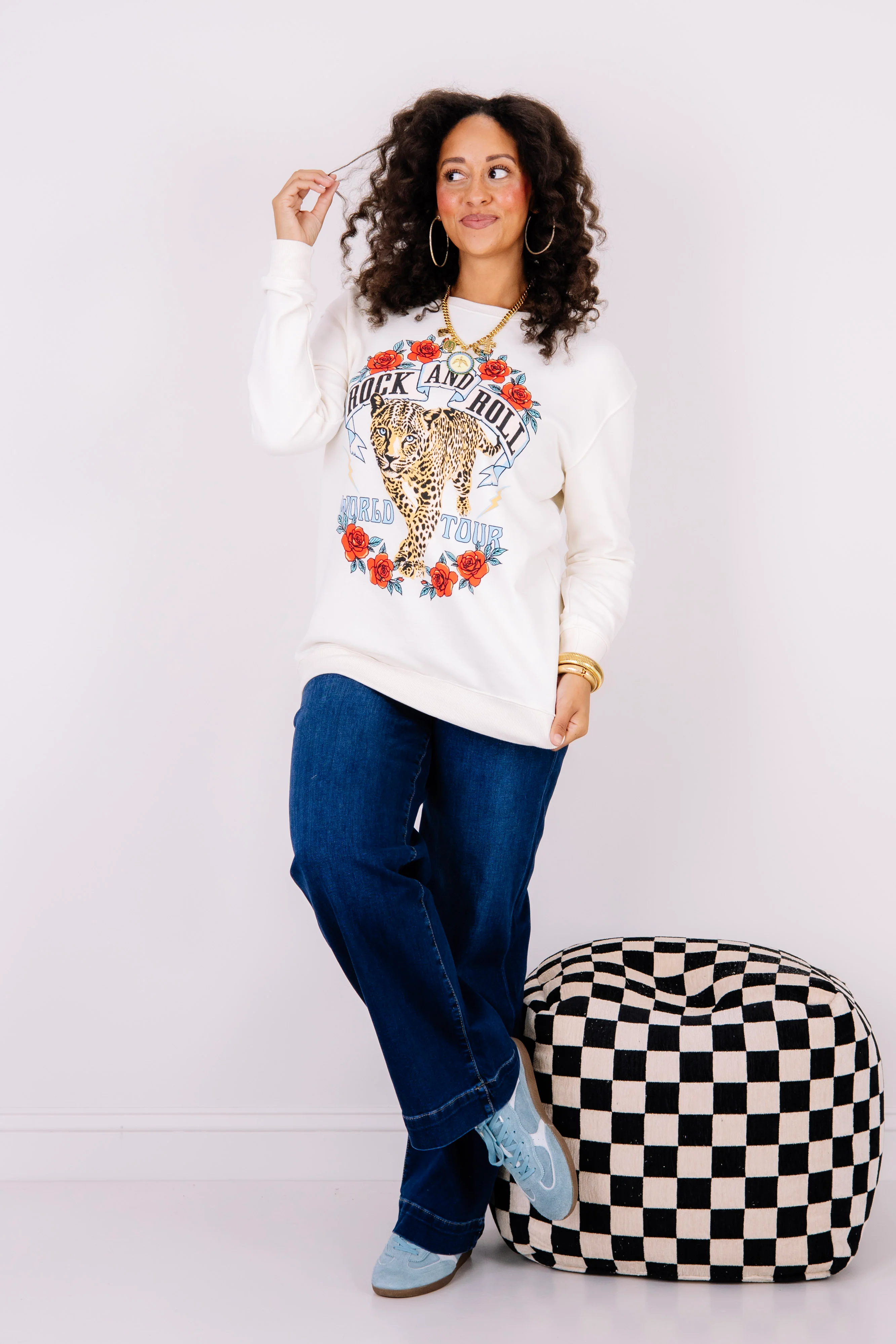 Rock & Roll World Tour Ivory Leopard Sweatshirt - Image 4
