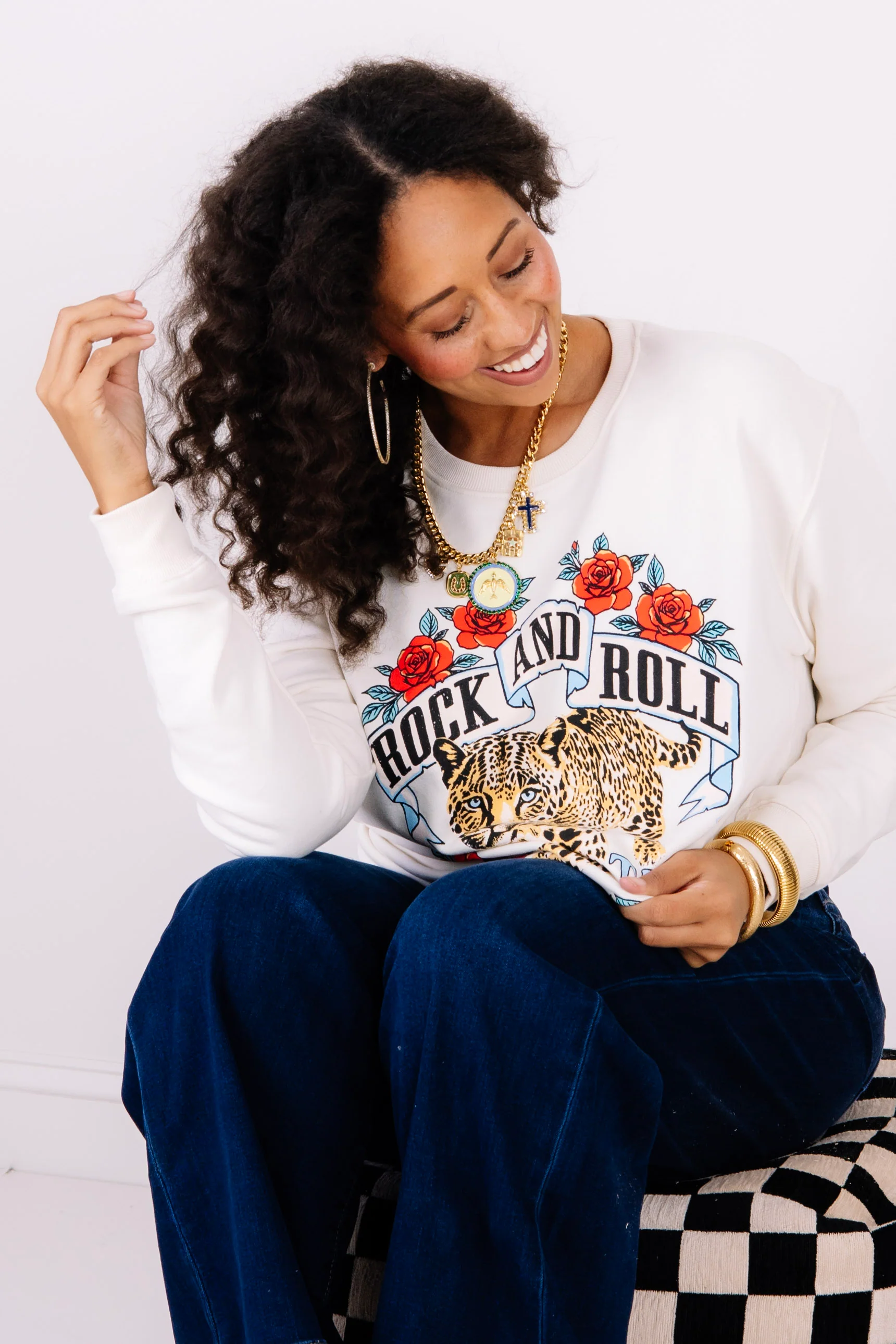 Rock & Roll World Tour Ivory Leopard Sweatshirt - Image 6