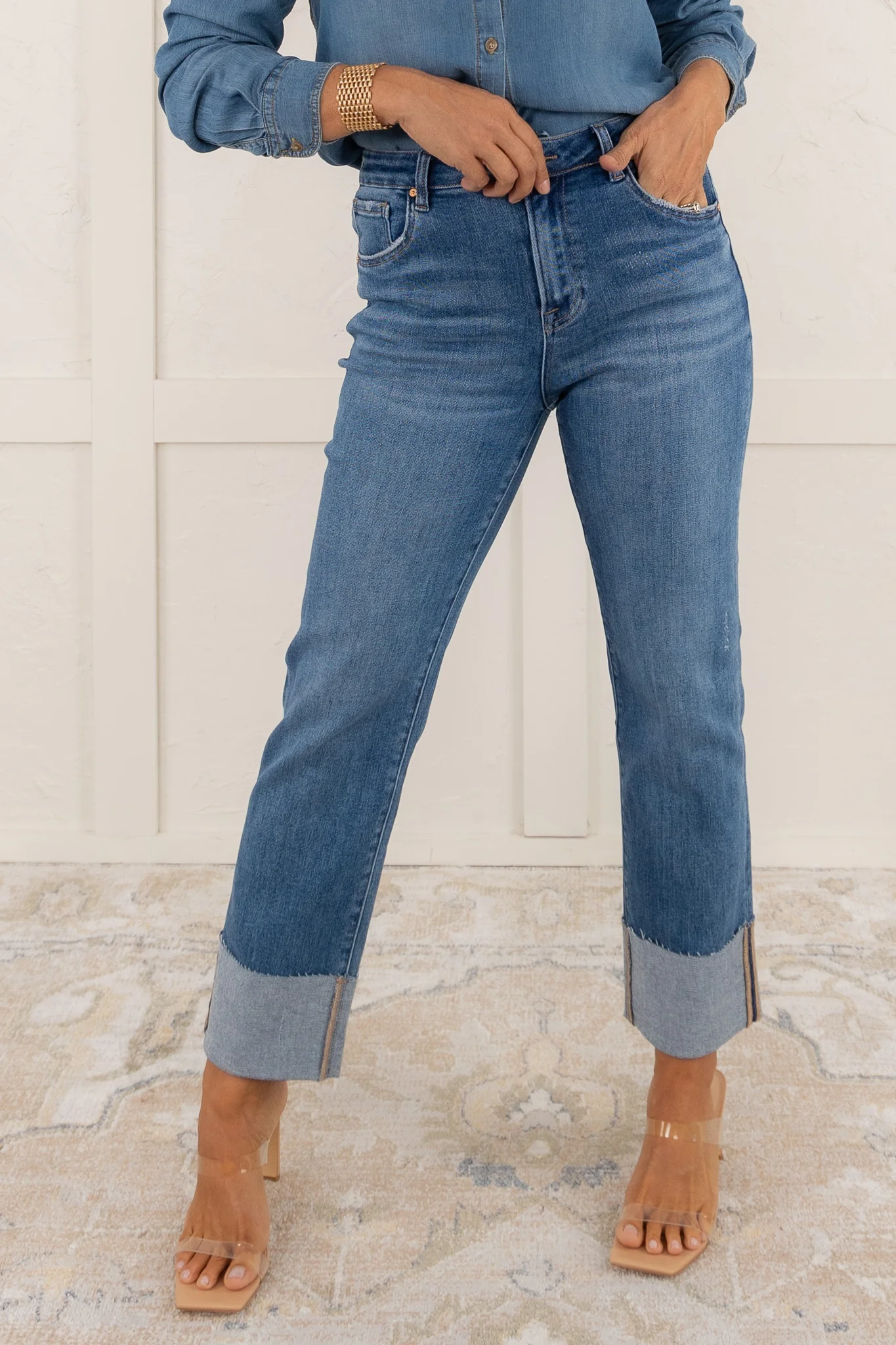 Rolled Hem High Rise Straight Leg jean | RESTOCK - Image 7