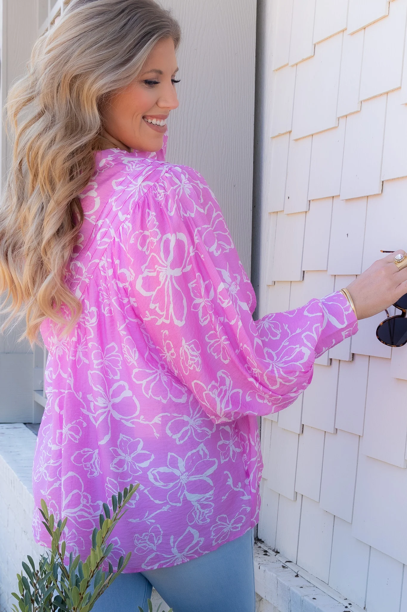 Rose Quartz Floral Long Sleeve Top - Image 2