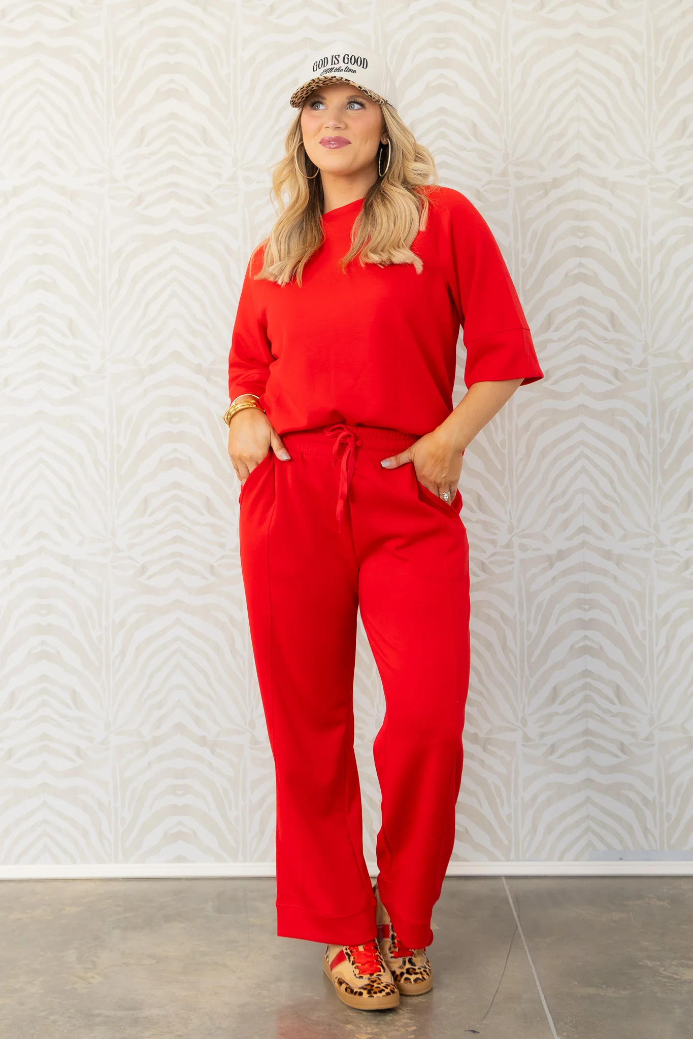 Kellie Scuba Ruby Wide Leg Pant - Image 3