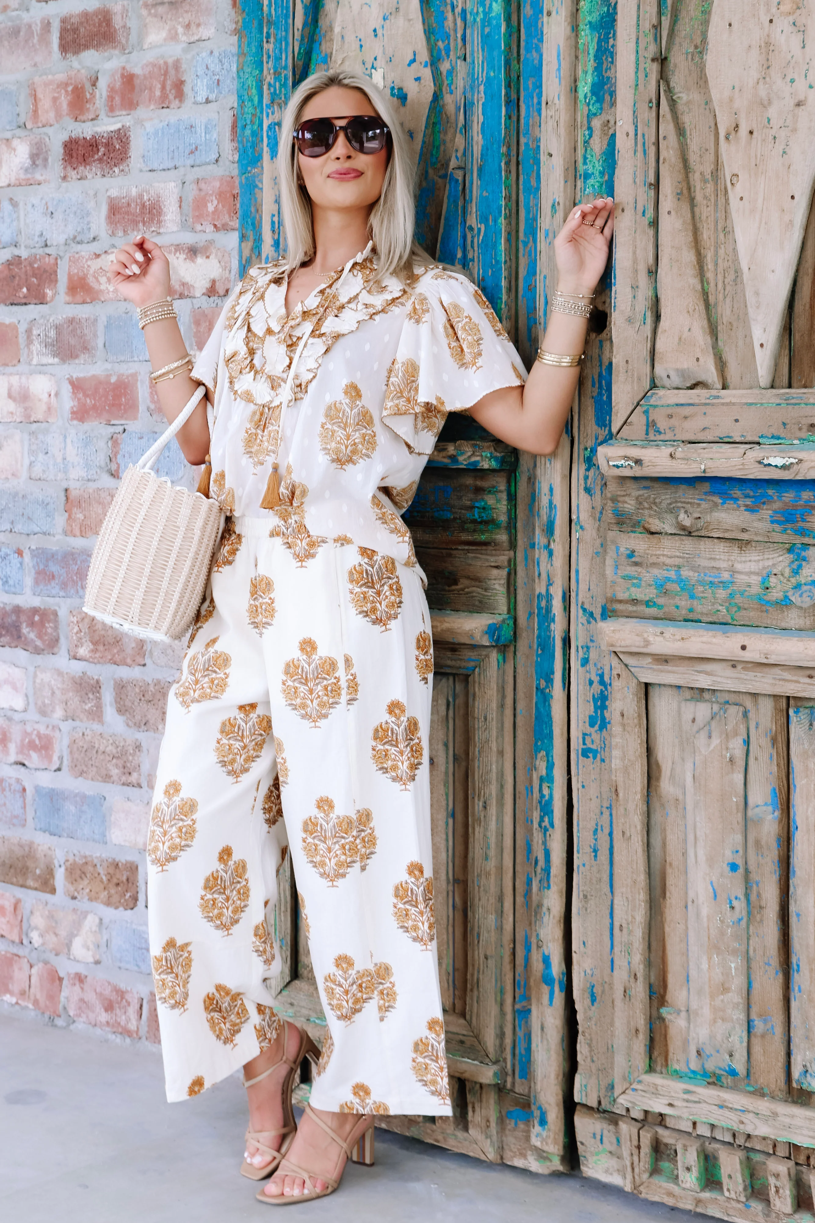 Falling For You Ivory Printed Short Sleeve Blouse - Image 2