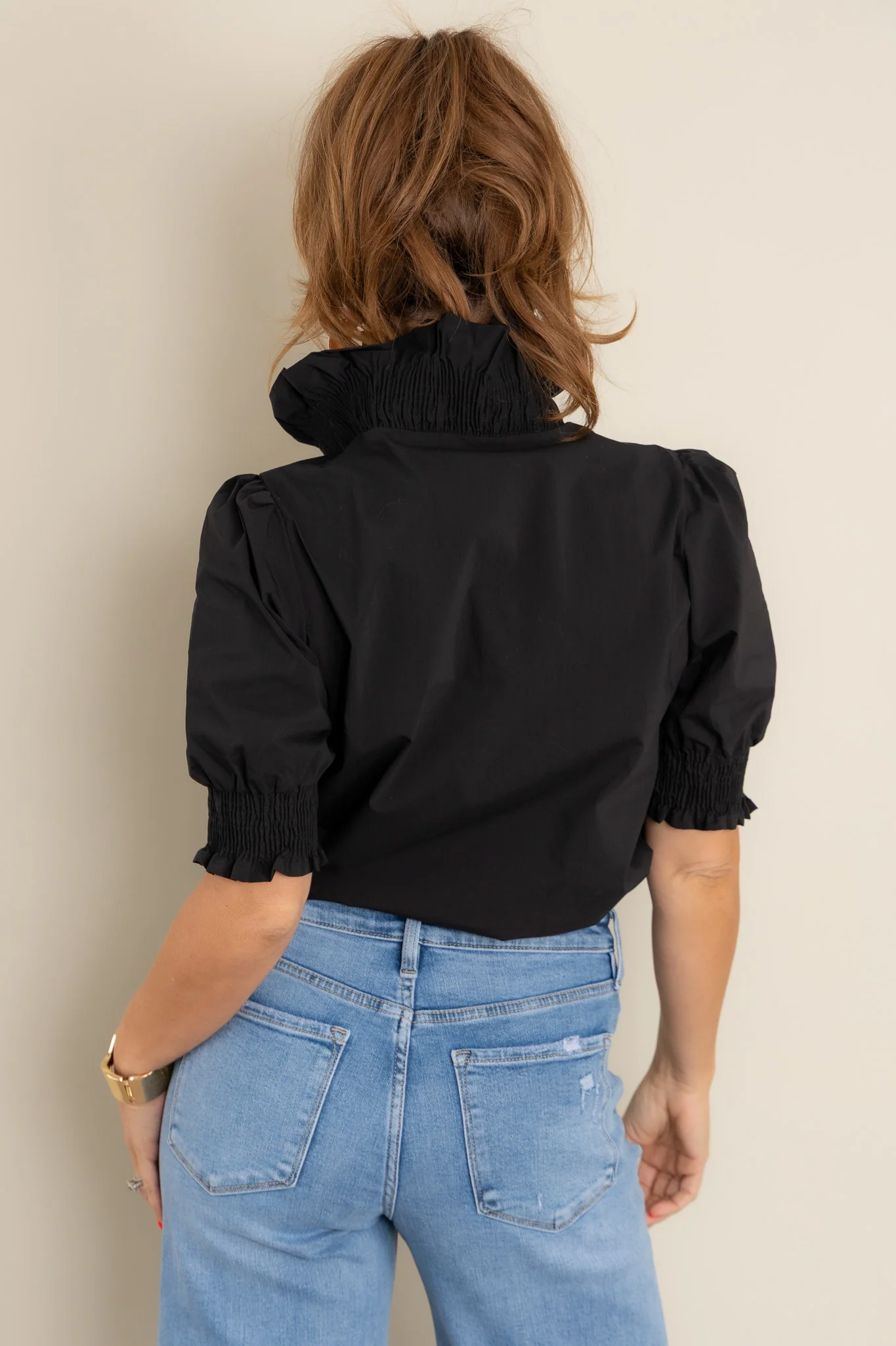 Unfinished Business Black Ruffled Short Sleeve Top - Image 3