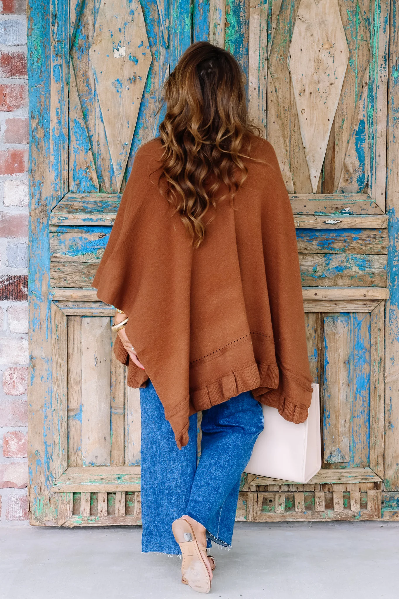 Emily Ruffle Hem Brown Short Sleeves Kimono - Image 5