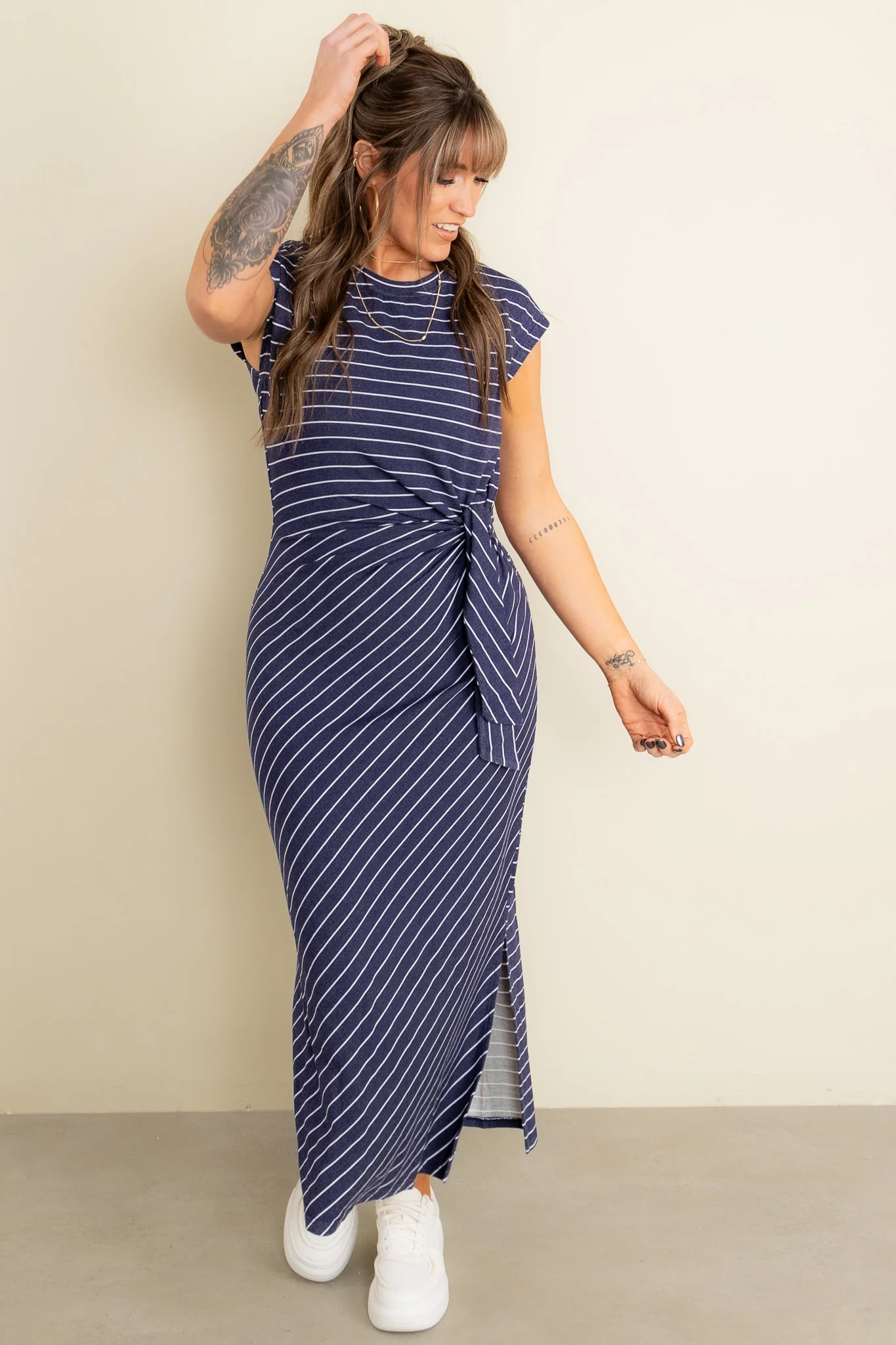 Tribal In The Moment Front Tie Dress in Jet Blue *Final Sale* - Image 4
