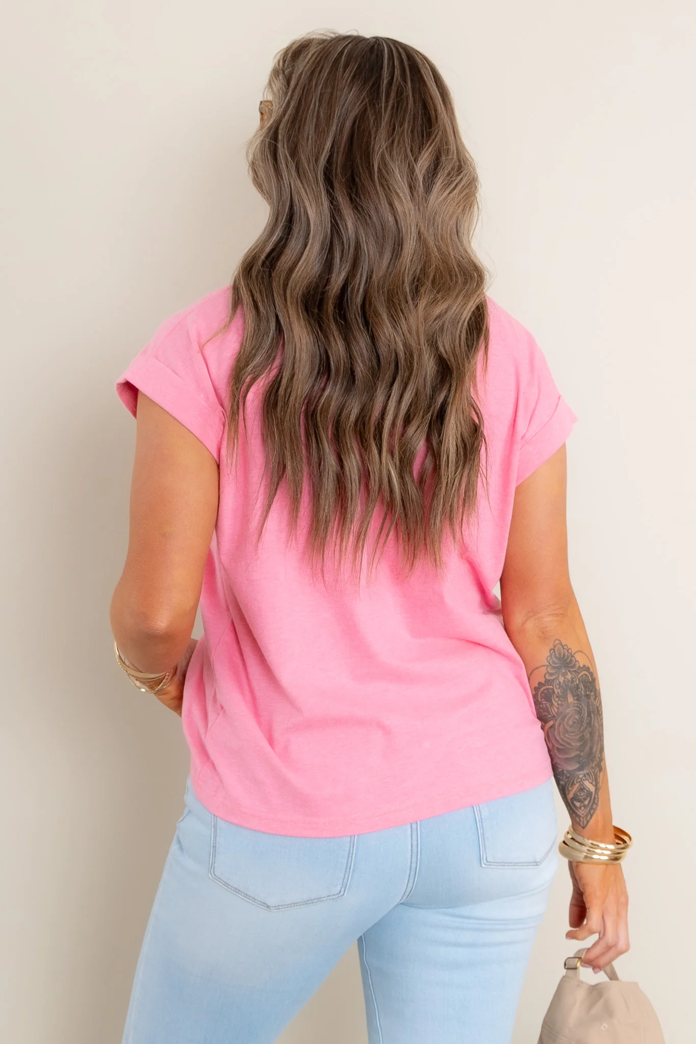 Quiet Days Short Sleeve H. Fuchsia Top - Image 3