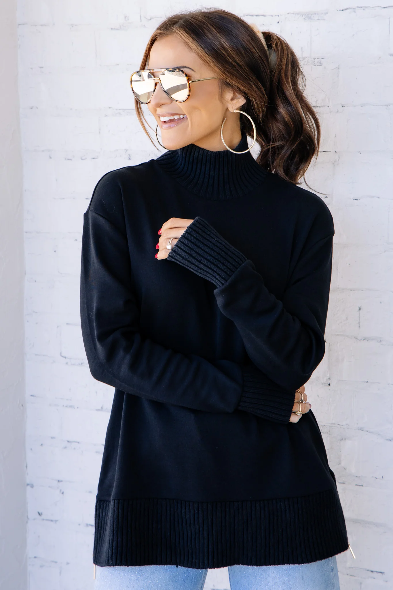 Z Supply Sable Black Long Sleeve Sweatshirt - Image 2