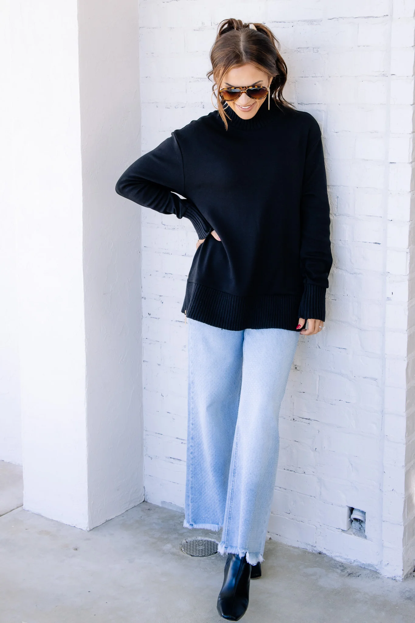 Z Supply Sable Black Long Sleeve Sweatshirt - Image 3