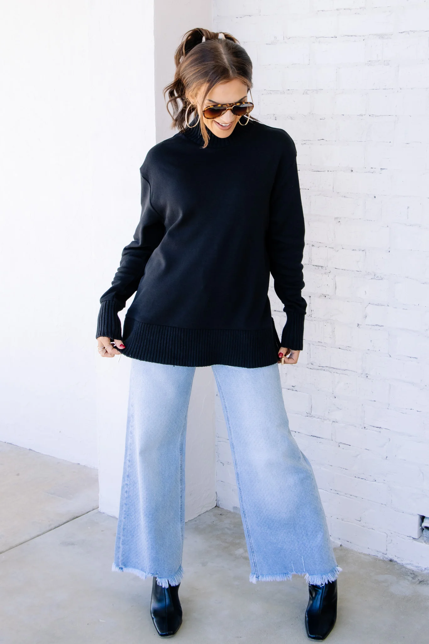 Z Supply Sable Black Long Sleeve Sweatshirt - Image 4