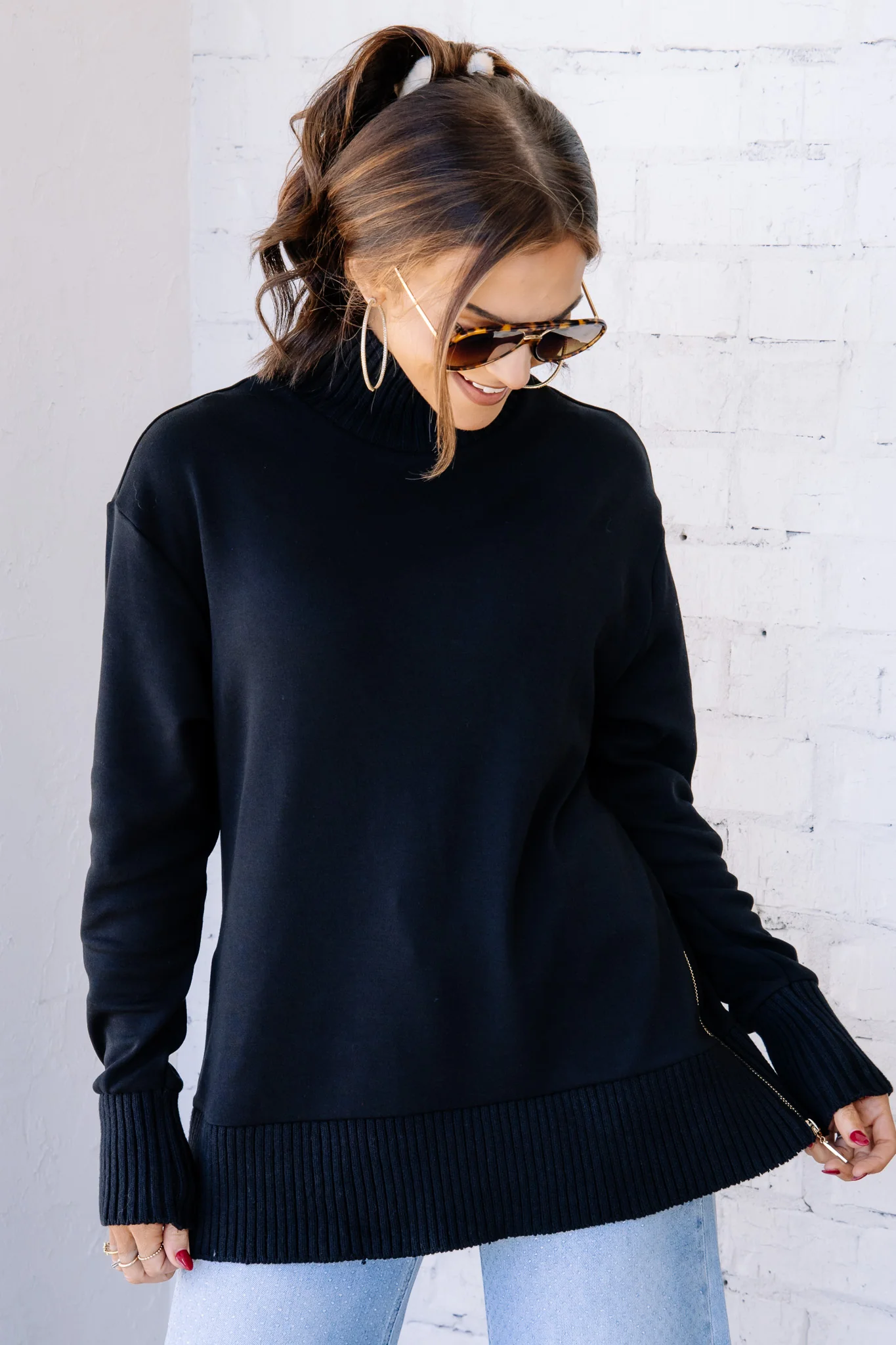 Z Supply Sable Black Long Sleeve Sweatshirt - Image 5