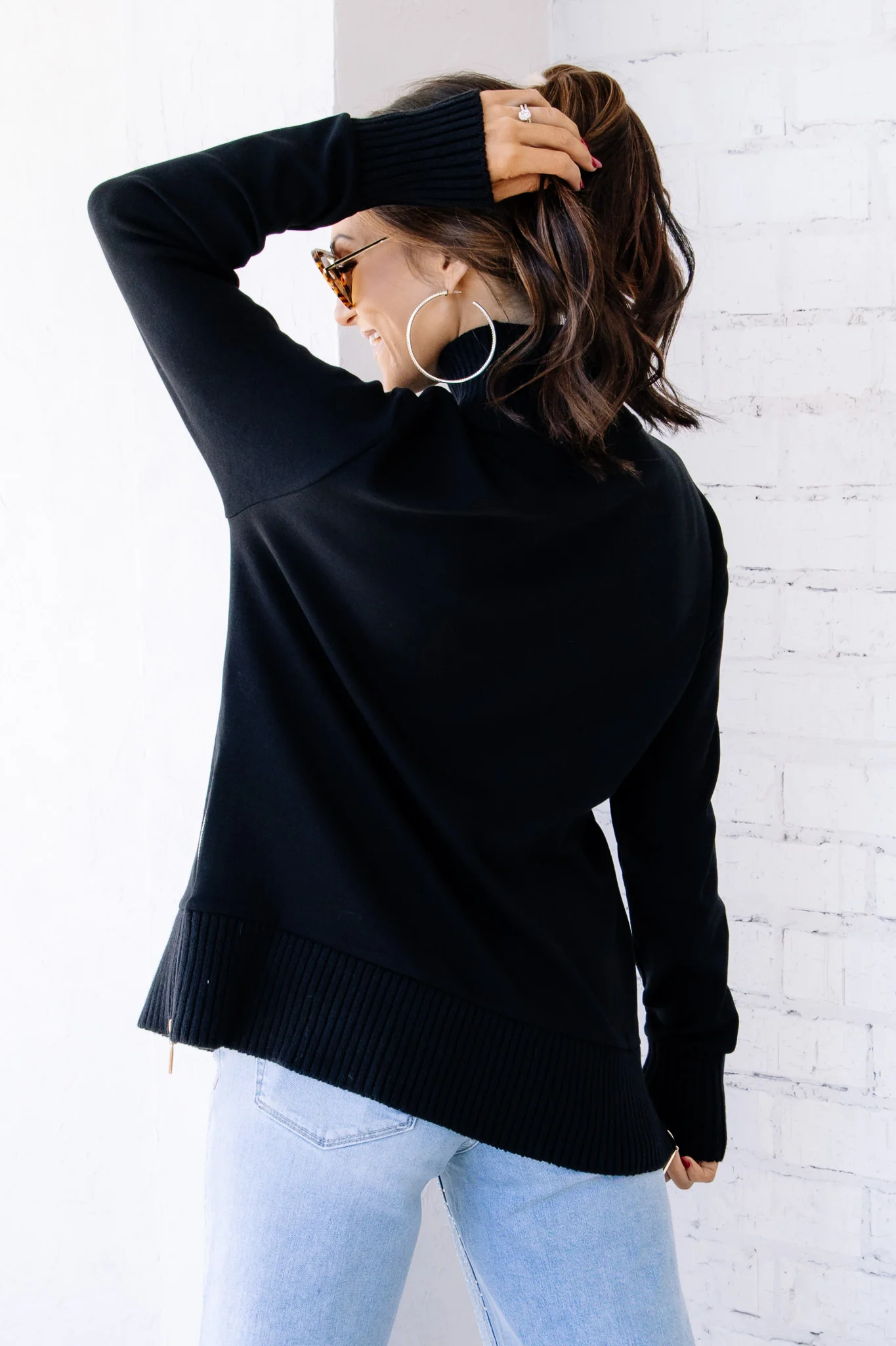 Z Supply Sable Black Long Sleeve Sweatshirt - Image 6