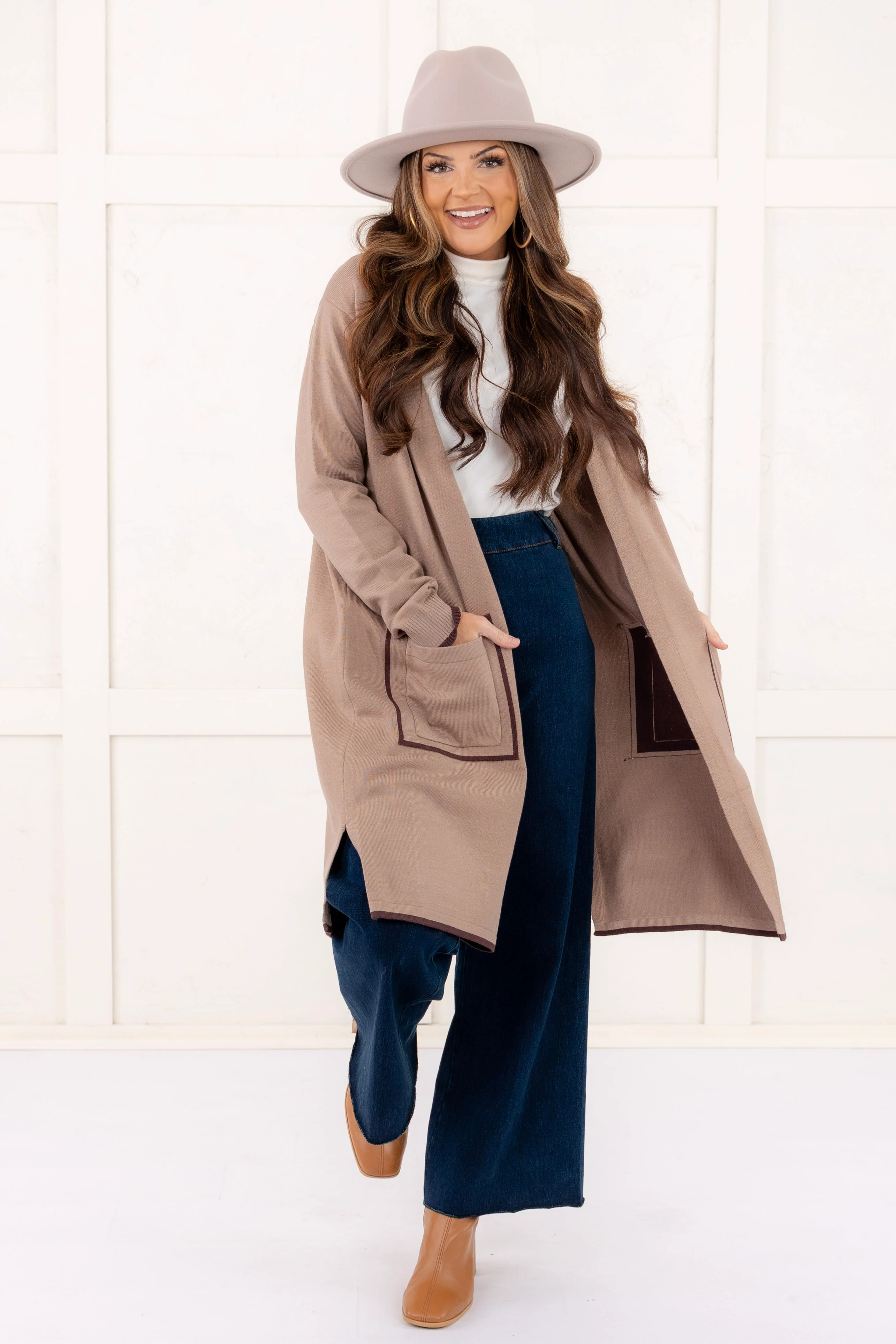 Sati Knitted Sweater Cardigan - Mocha - FINAL SALE - Image 2
