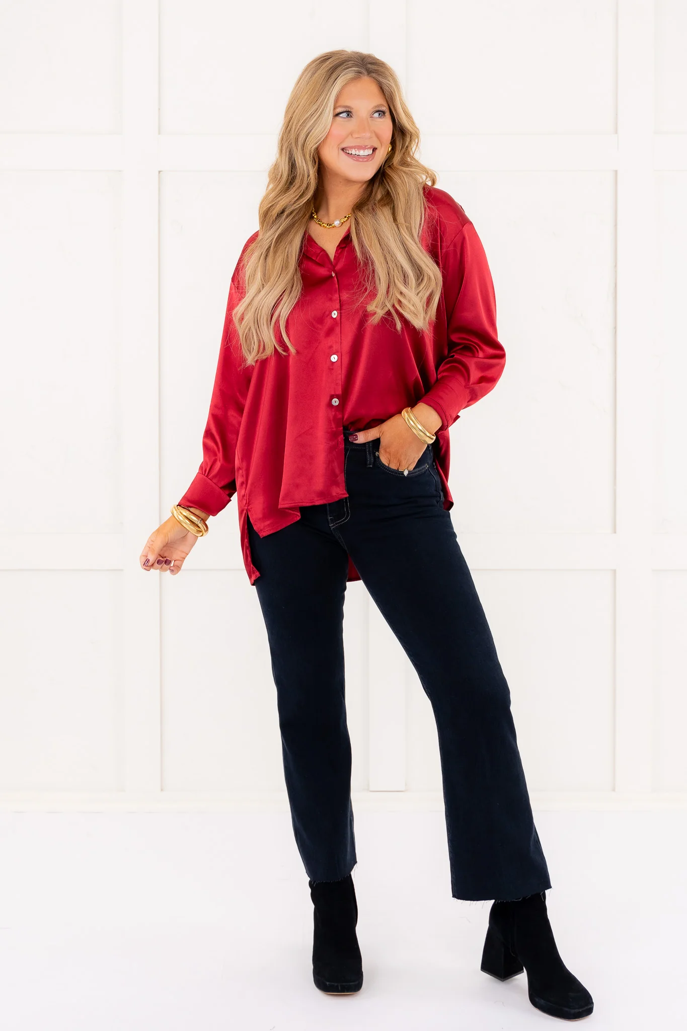 Layla Shirt - Burgundy - FINAL SALE - Image 2