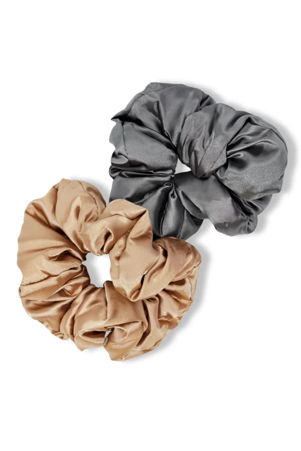 Kitsch Satin Charcoal/Gold Sleep Pillow Scrunchies - Image 2