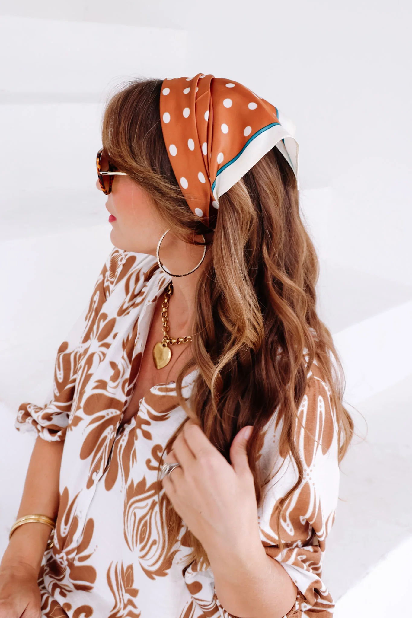 So Classic Rust Polka Dot Scarf - Image 3