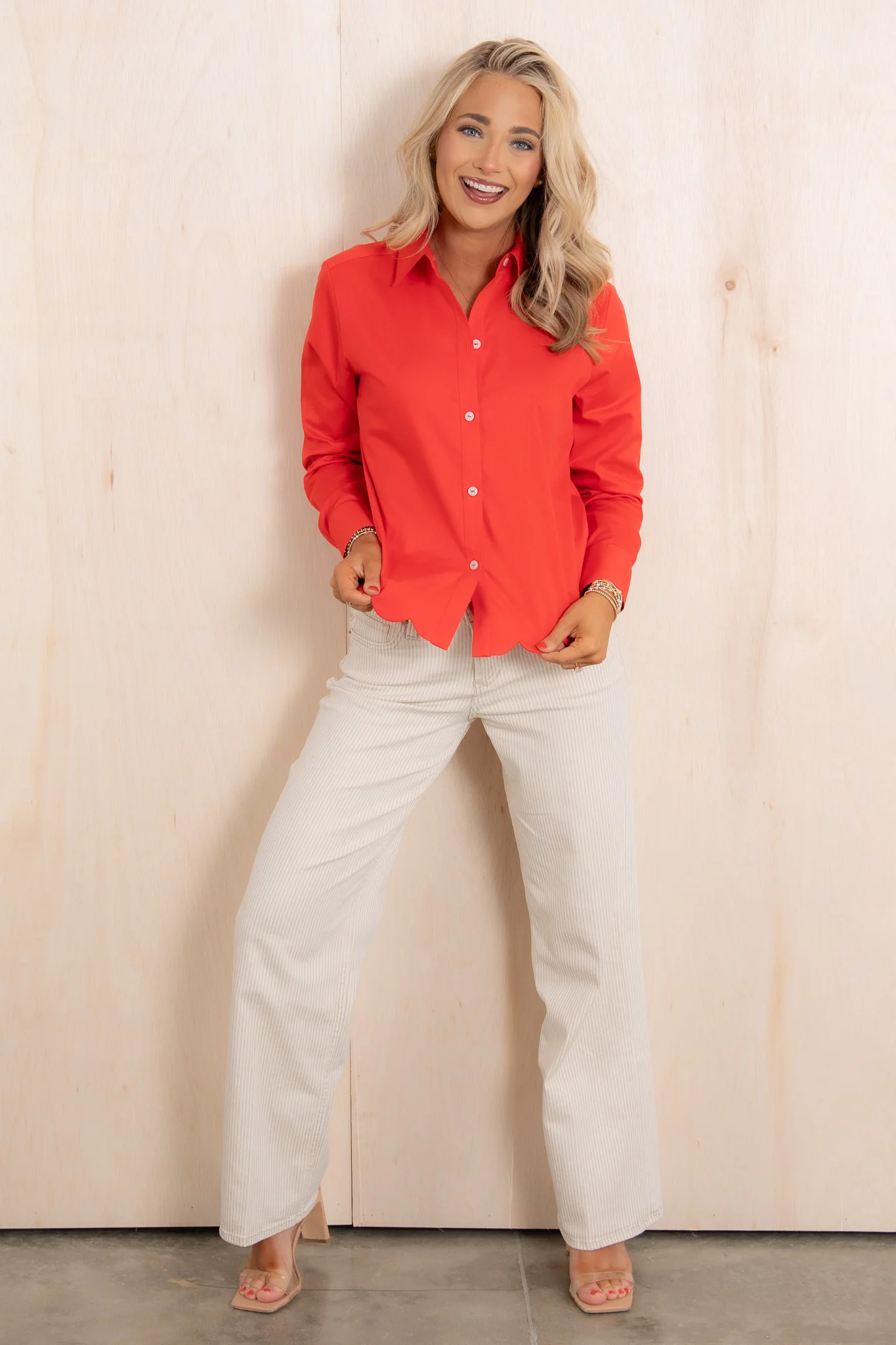 FOXCROFT Scarlet Red Long Sleeve Shirt *Final Sale* - Image 2