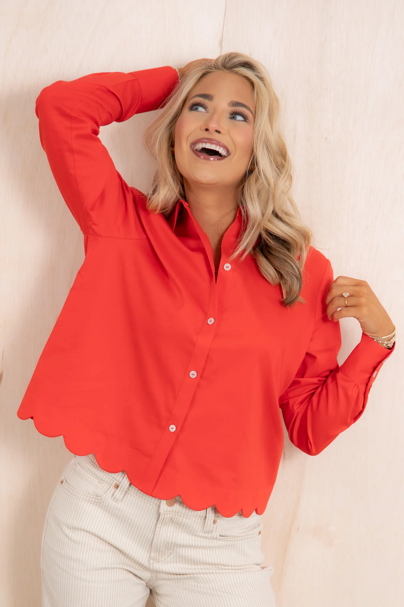 FOXCROFT Scarlet Red Long Sleeve Shirt *Final Sale* - Image 3