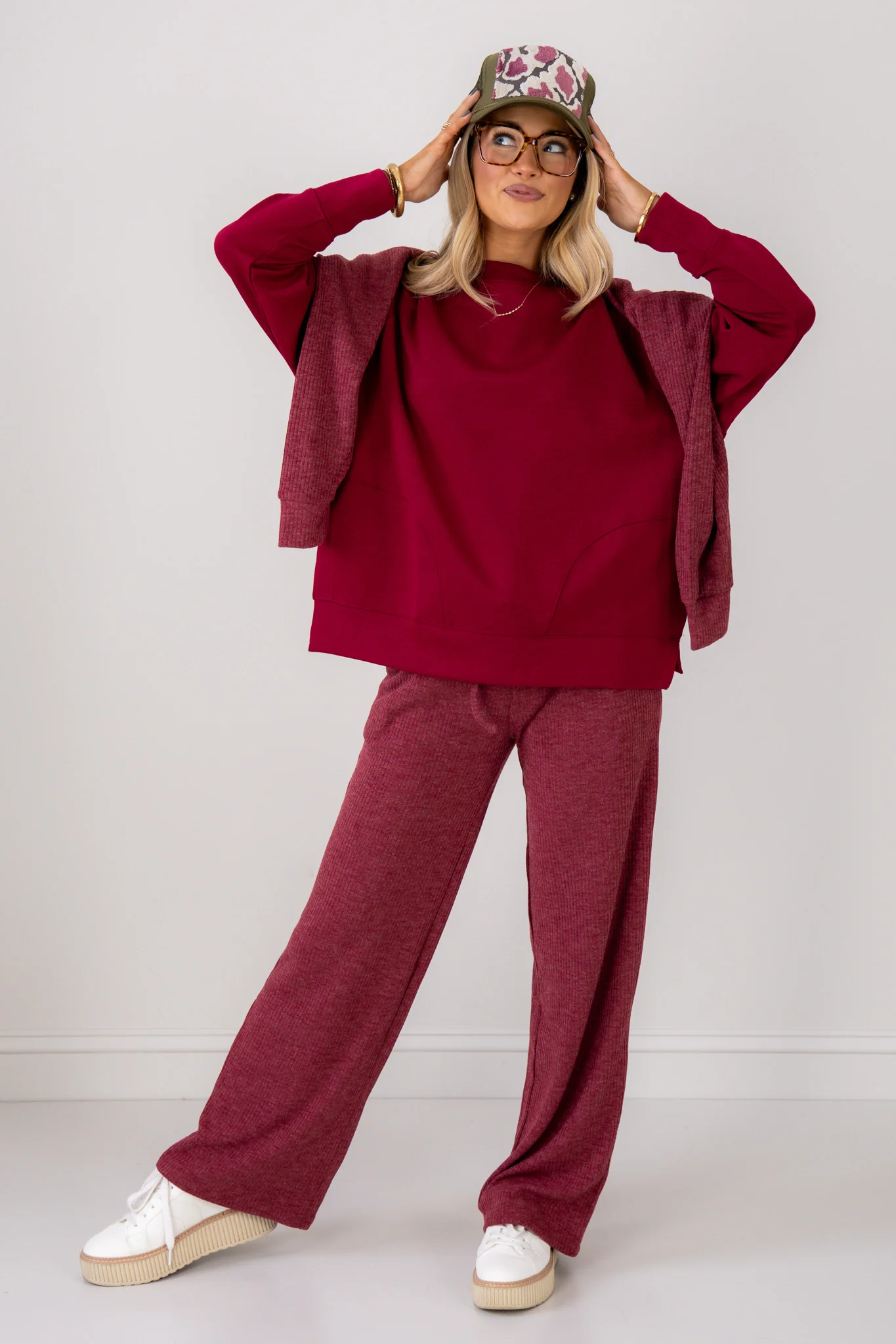 Hideaway Cabernet Scuba Long Sleeve Pullover