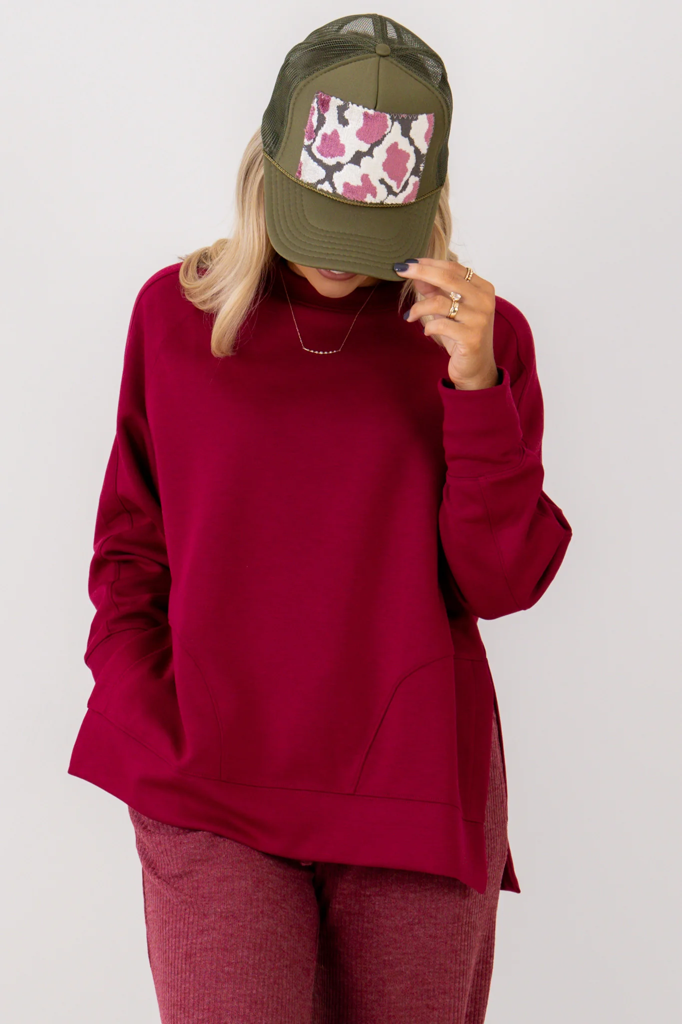 Hideaway Cabernet Scuba Long Sleeve Pullover - Image 2