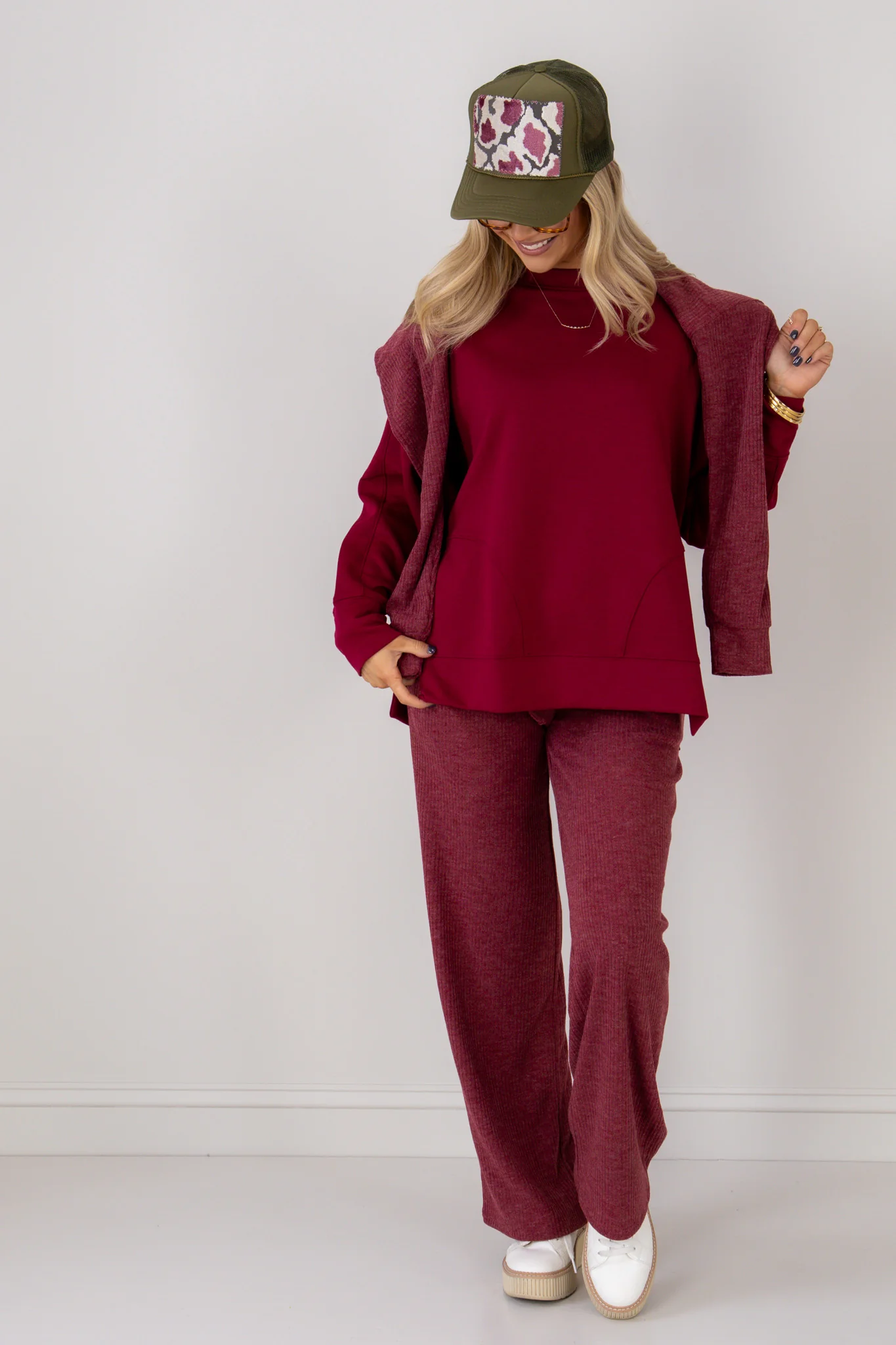 Hideaway Cabernet Scuba Long Sleeve Pullover - Image 4