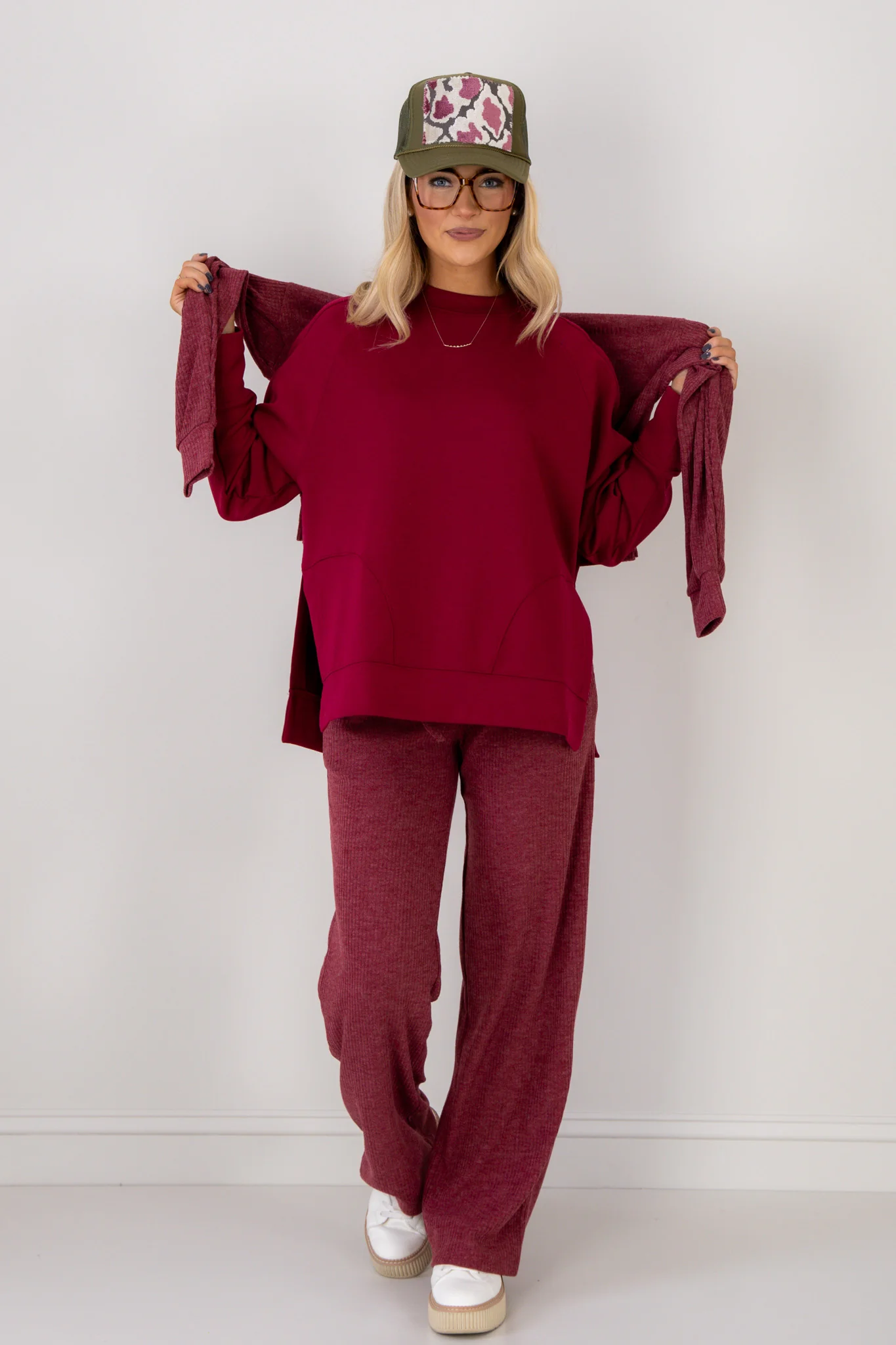 Hideaway Cabernet Scuba Long Sleeve Pullover - Image 5