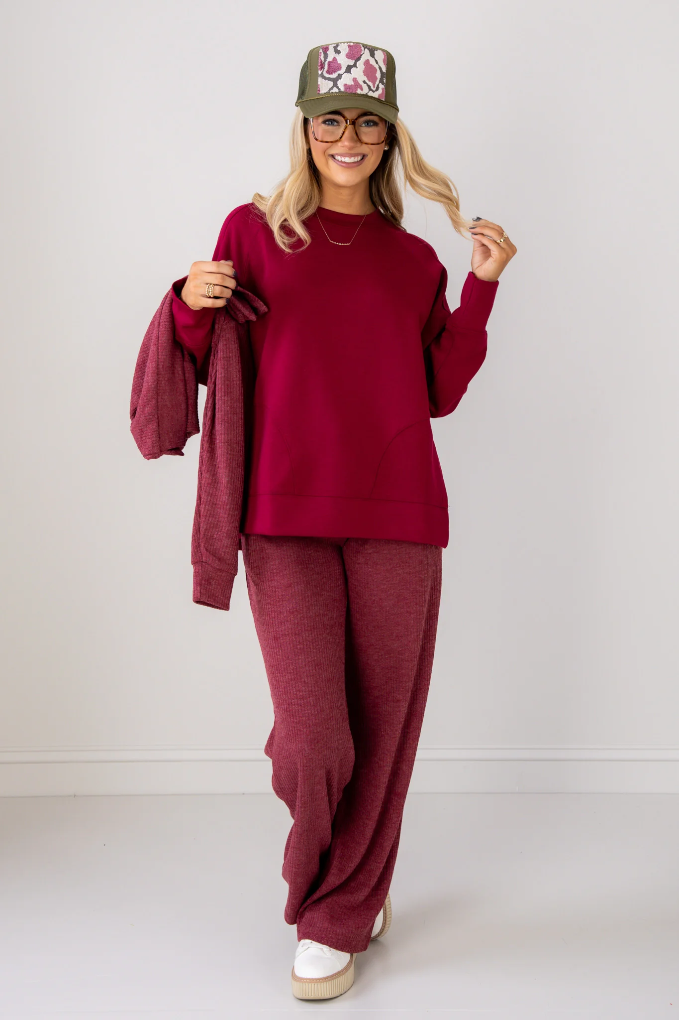 Hideaway Cabernet Scuba Long Sleeve Pullover - Image 7