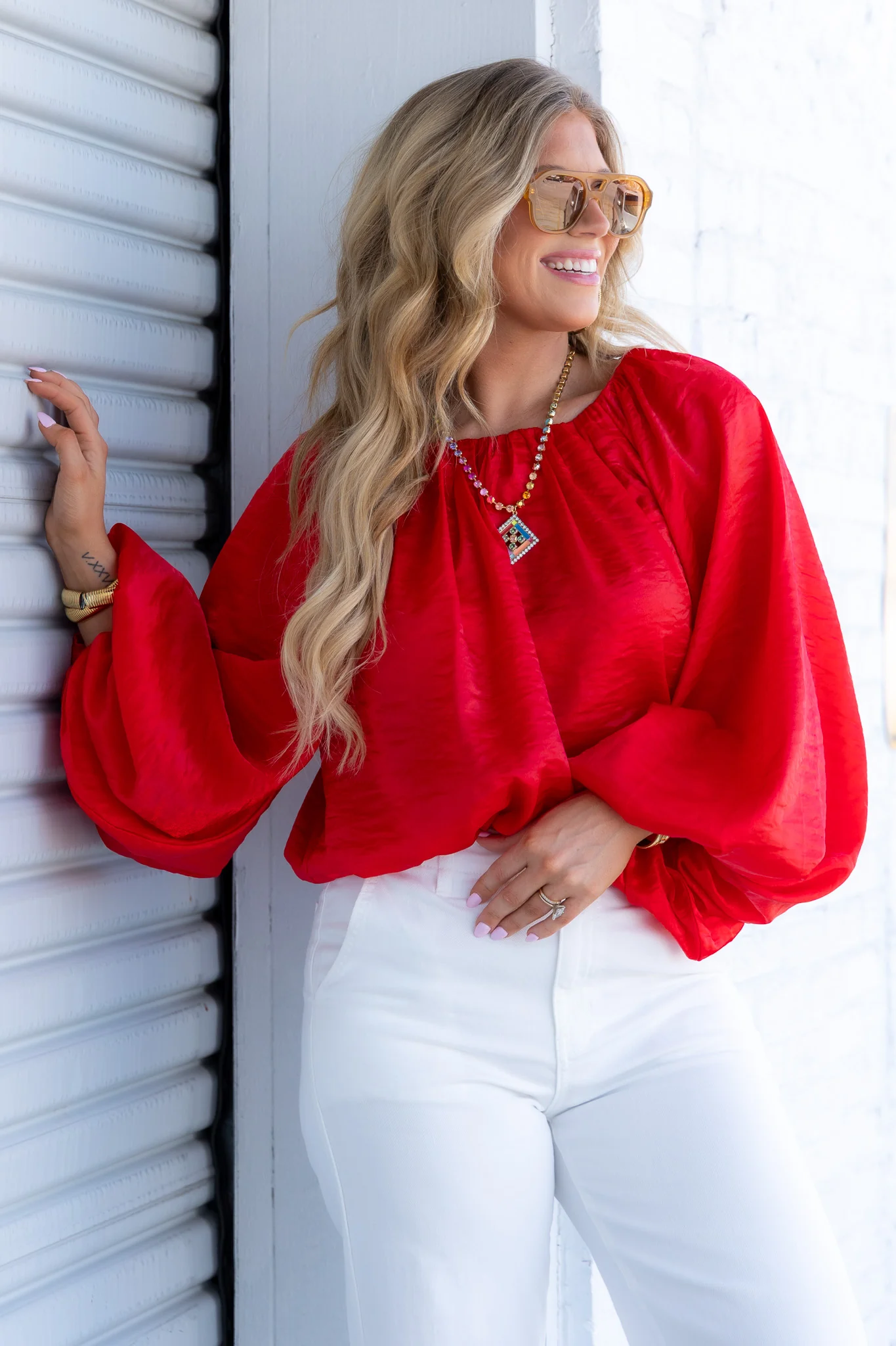 Secret Garden Red Long Sleeve Blouse