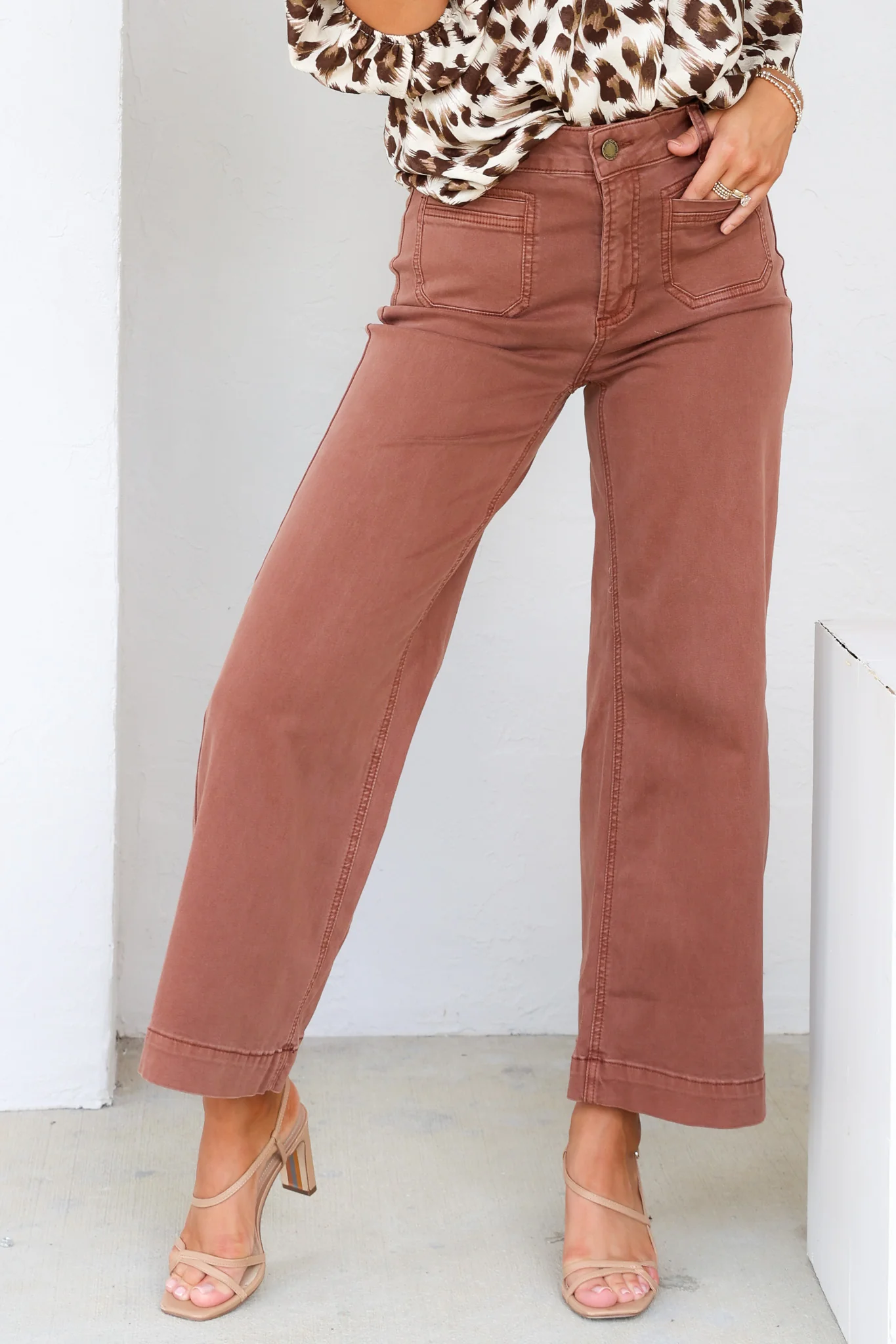 Carey Rust Cropped Wide Leg Jean