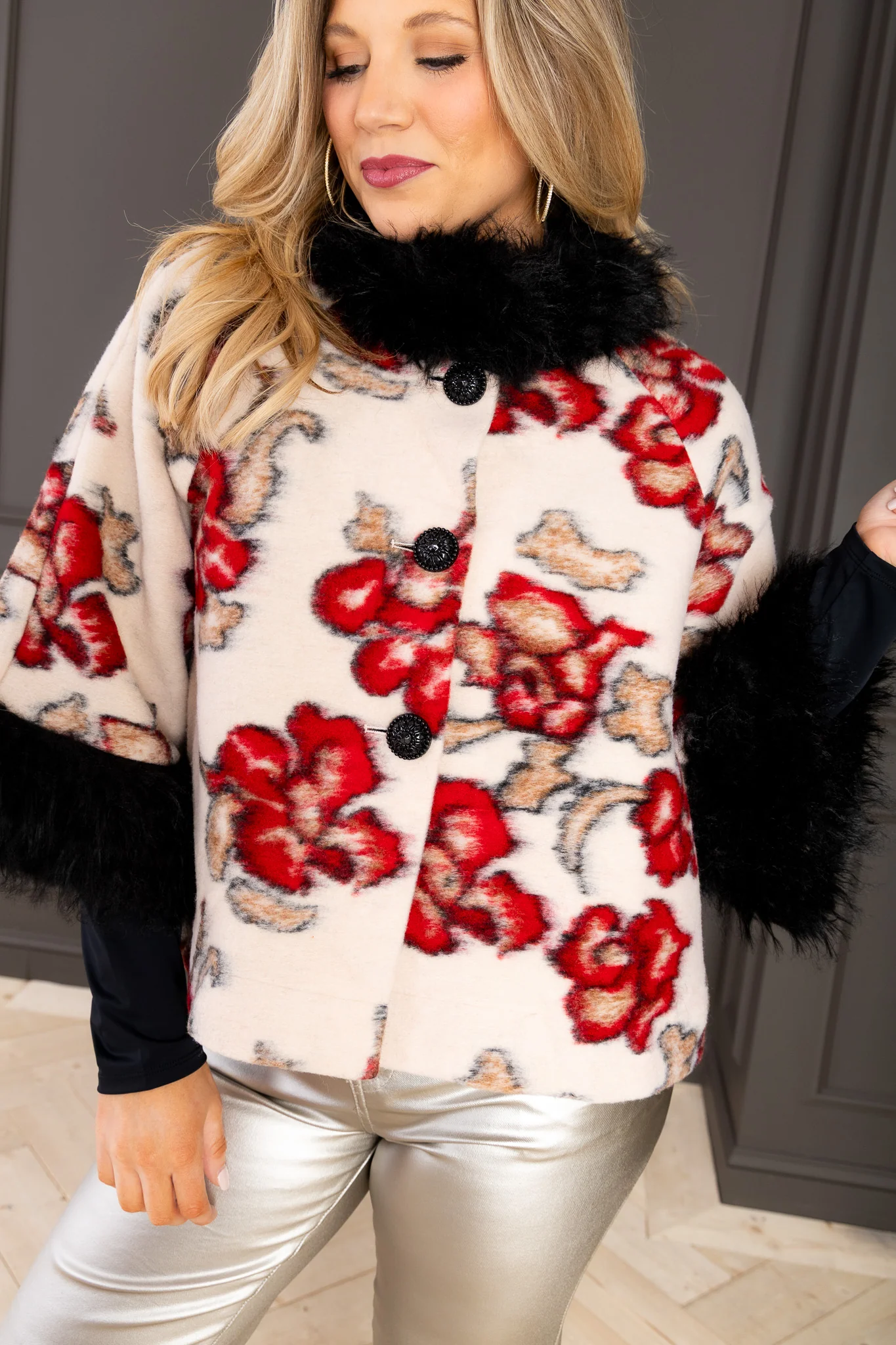 Shadow Roses Ivory Long Sleeve Jacket - Image 2