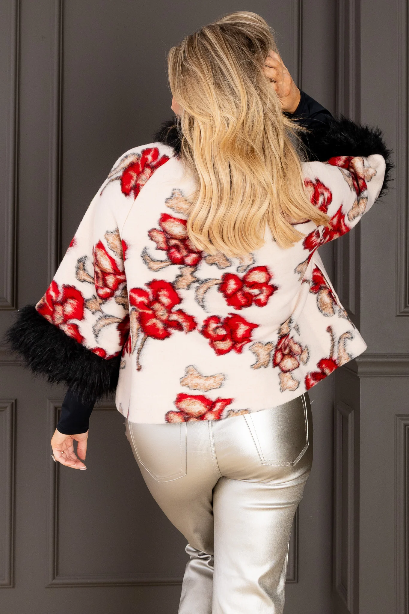 Shadow Roses Ivory Long Sleeve Jacket - Image 3