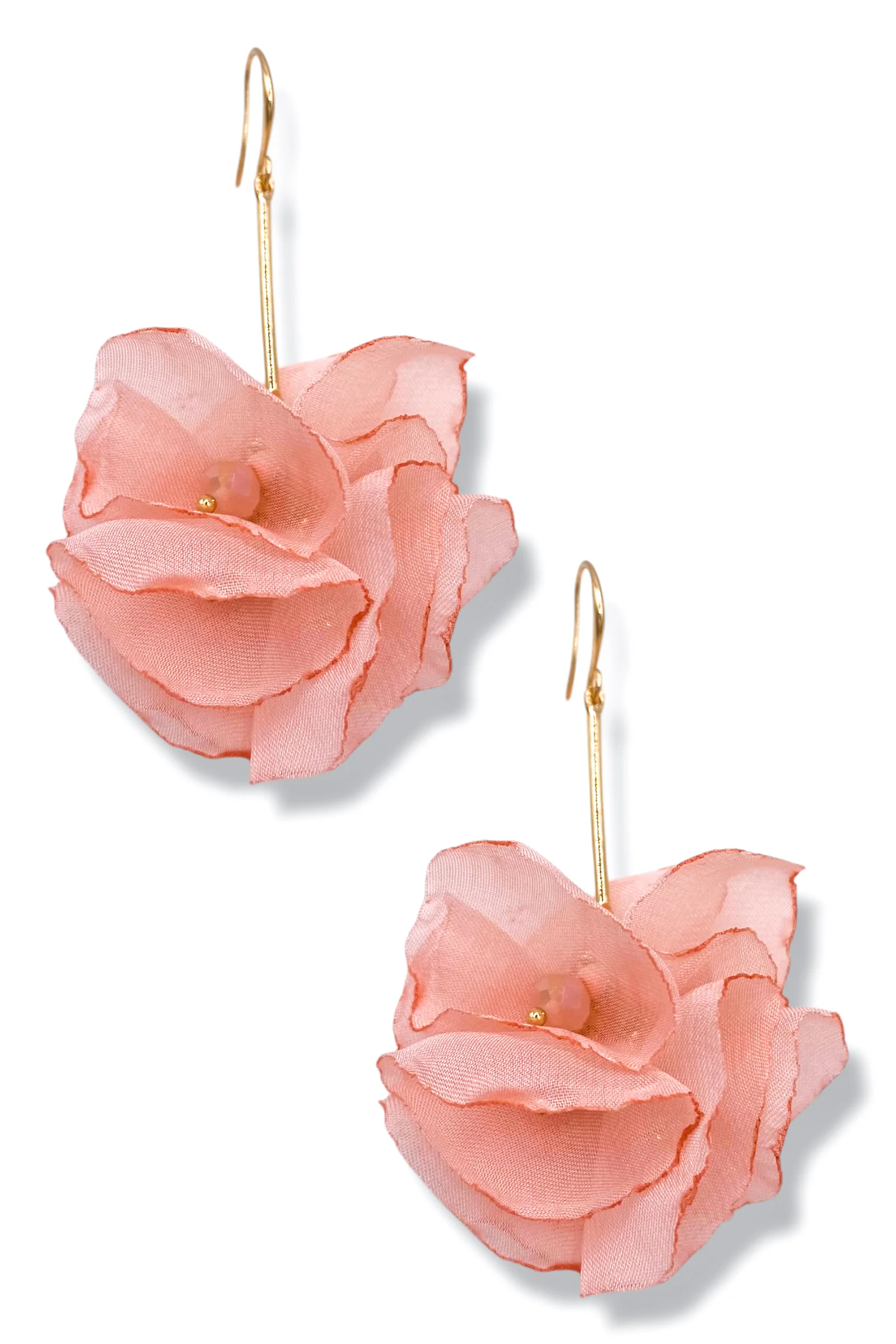 Sherri Pink Chiffon Flower Earrings *Final Sale*