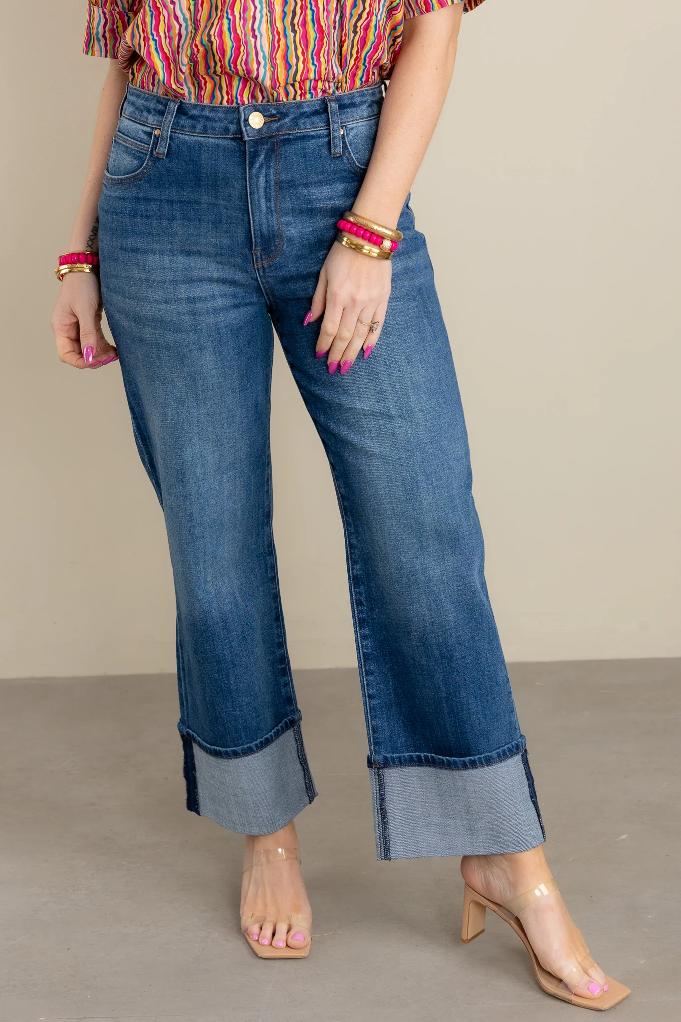 Sienna High Rise Wide Leg Cuffed Hem Jean - Image 4