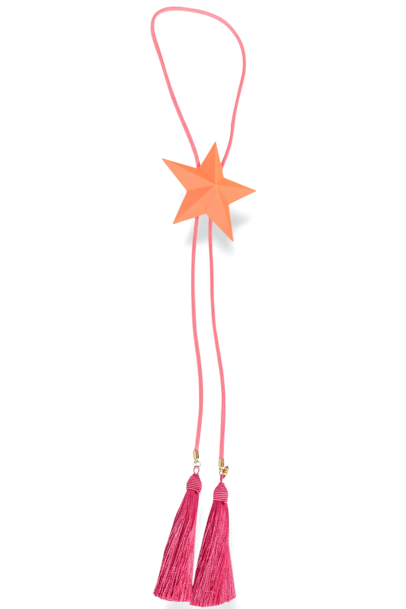 Silas Orange Citrus Star Neon Pink Tassel Fuchsia Bolo Necklace