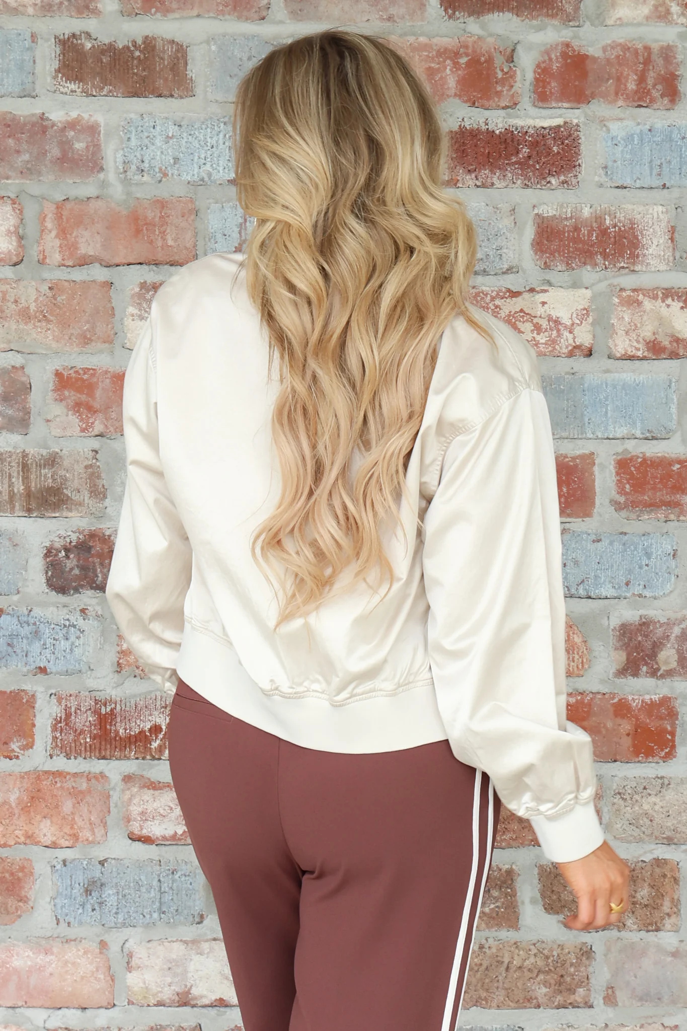 Skyline Mother Of Pearl Sateen Bomber Jacket - Image 5