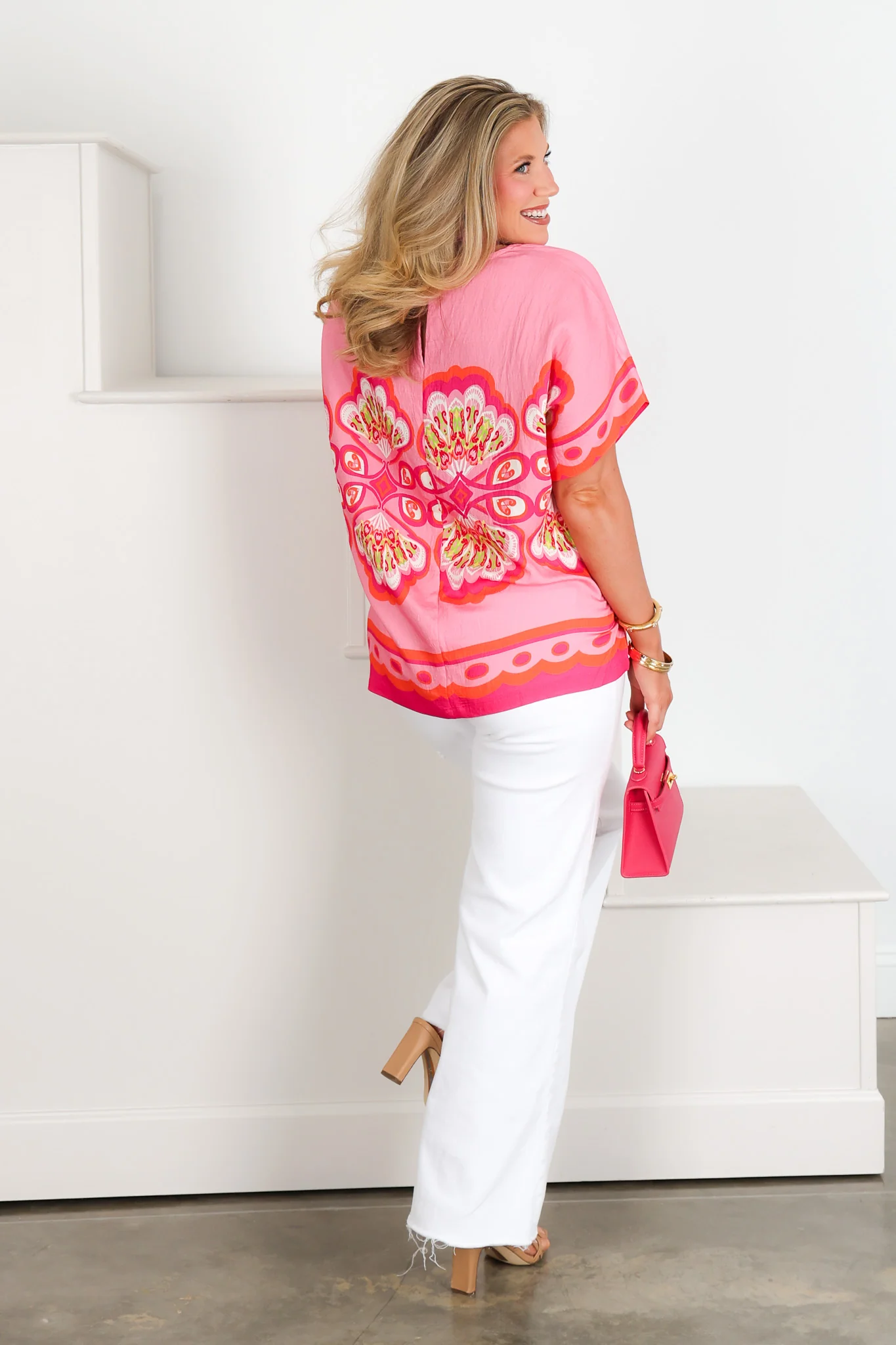 Making Deals Fuchsia Mix Short Sleeve Blouse - Image 3