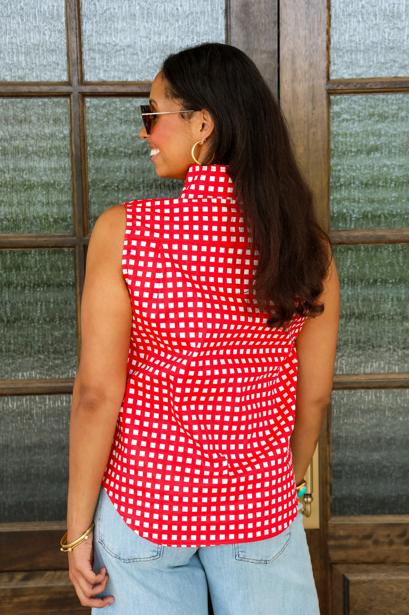 Summer Feeling Red Gingham Sleeveless Top - Image 5