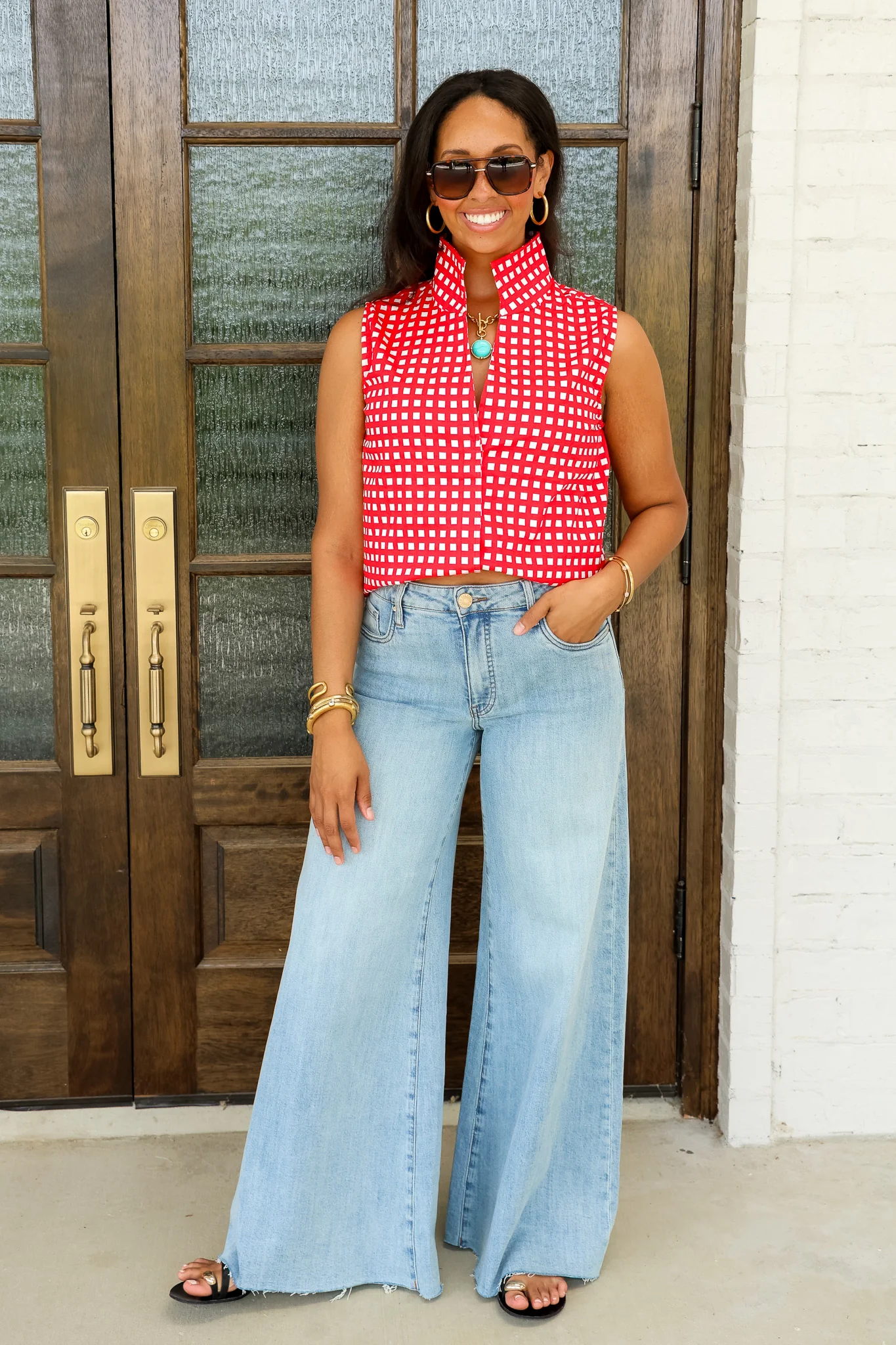 Summer Feeling Red Gingham Sleeveless Top - Image 6