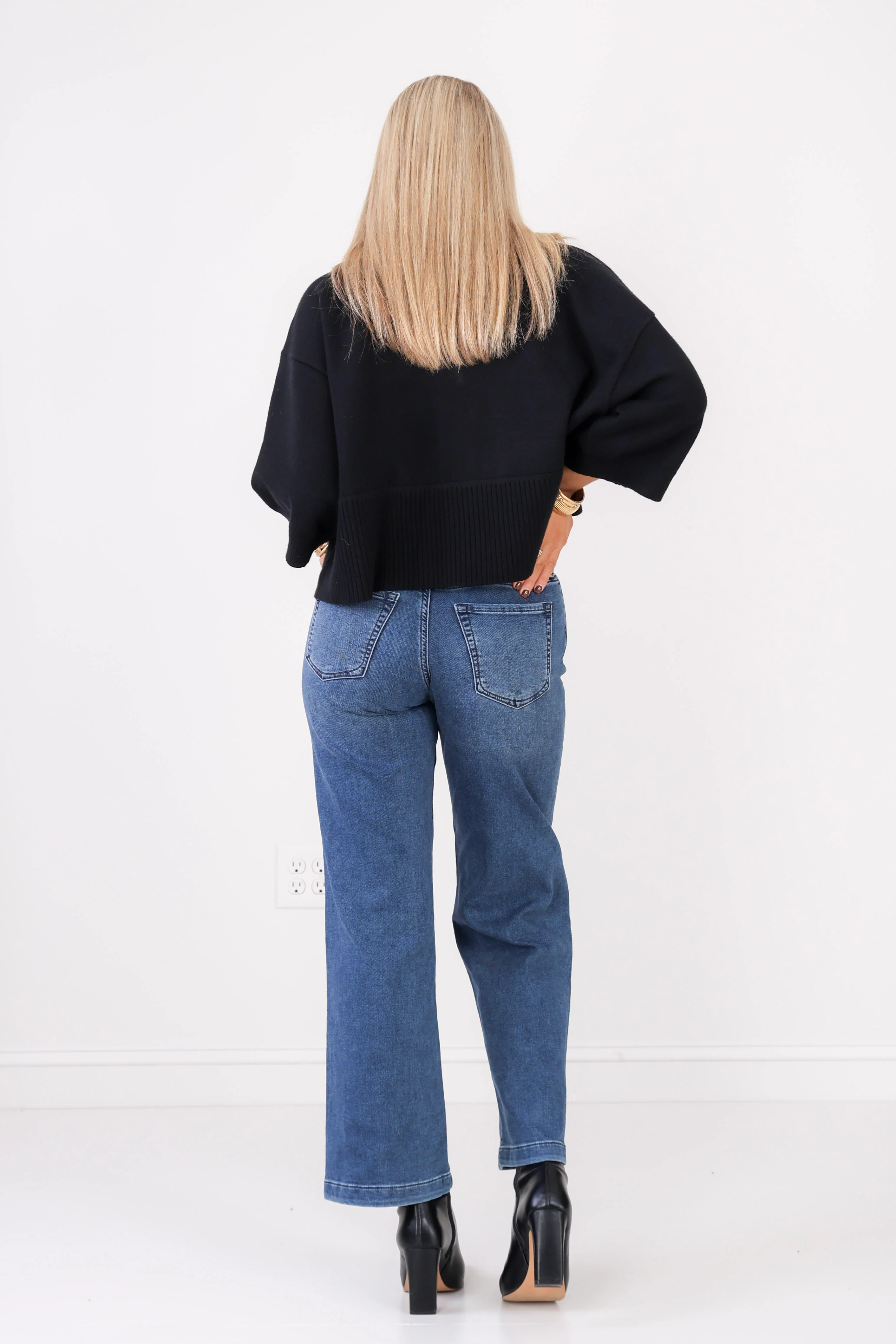 Just Black Dark Denim Slim Wide Leg Jean - Image 3