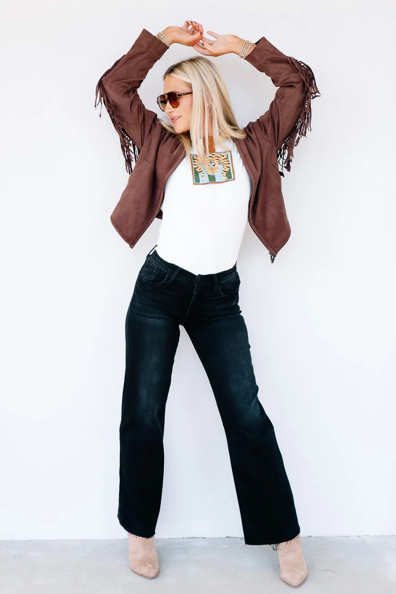 Just Black Washed Black Raw Hem Wide Leg Jean - Image 5