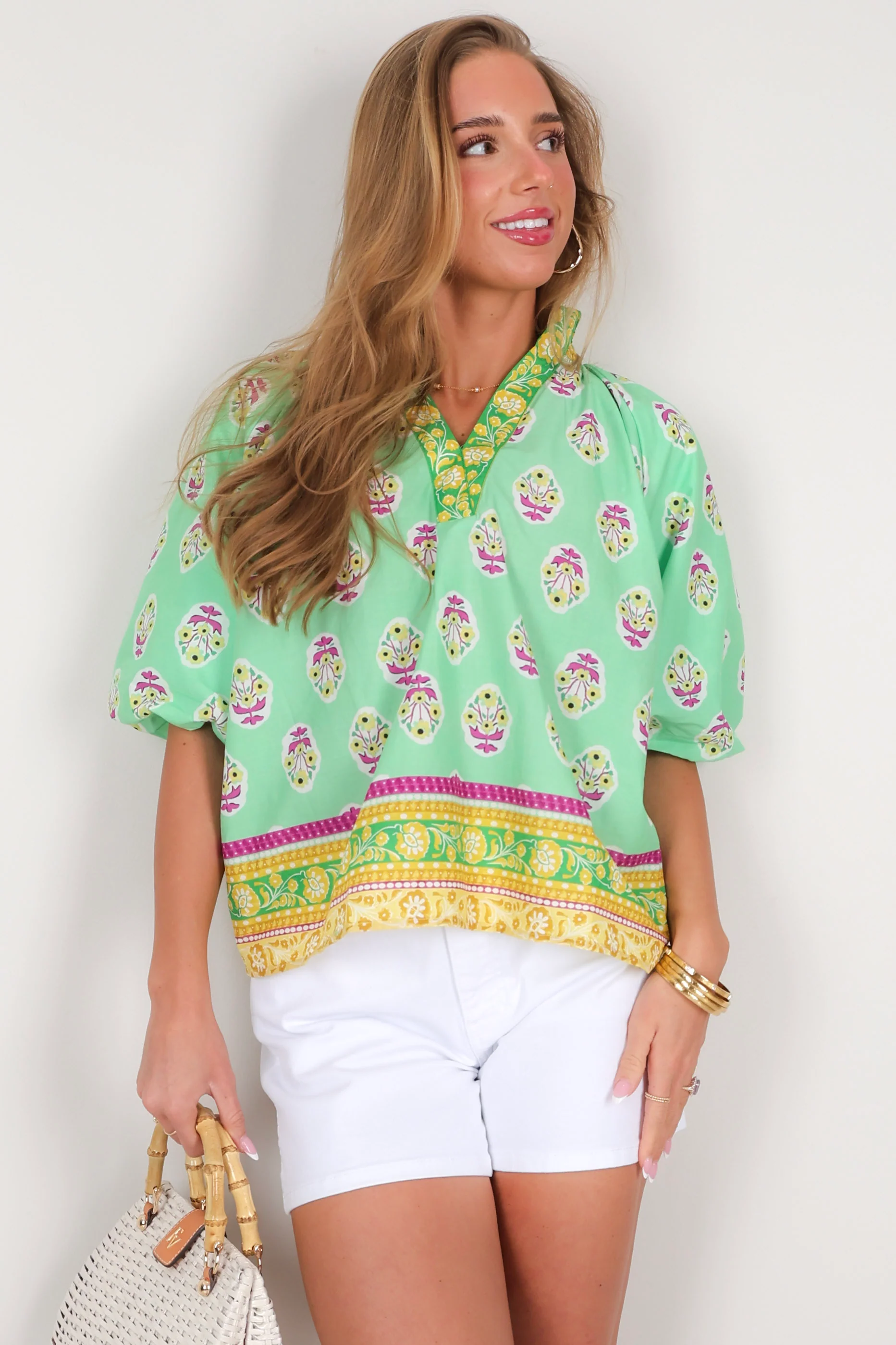 Charli  Green Apple Short Sleeve Blouse - Image 2