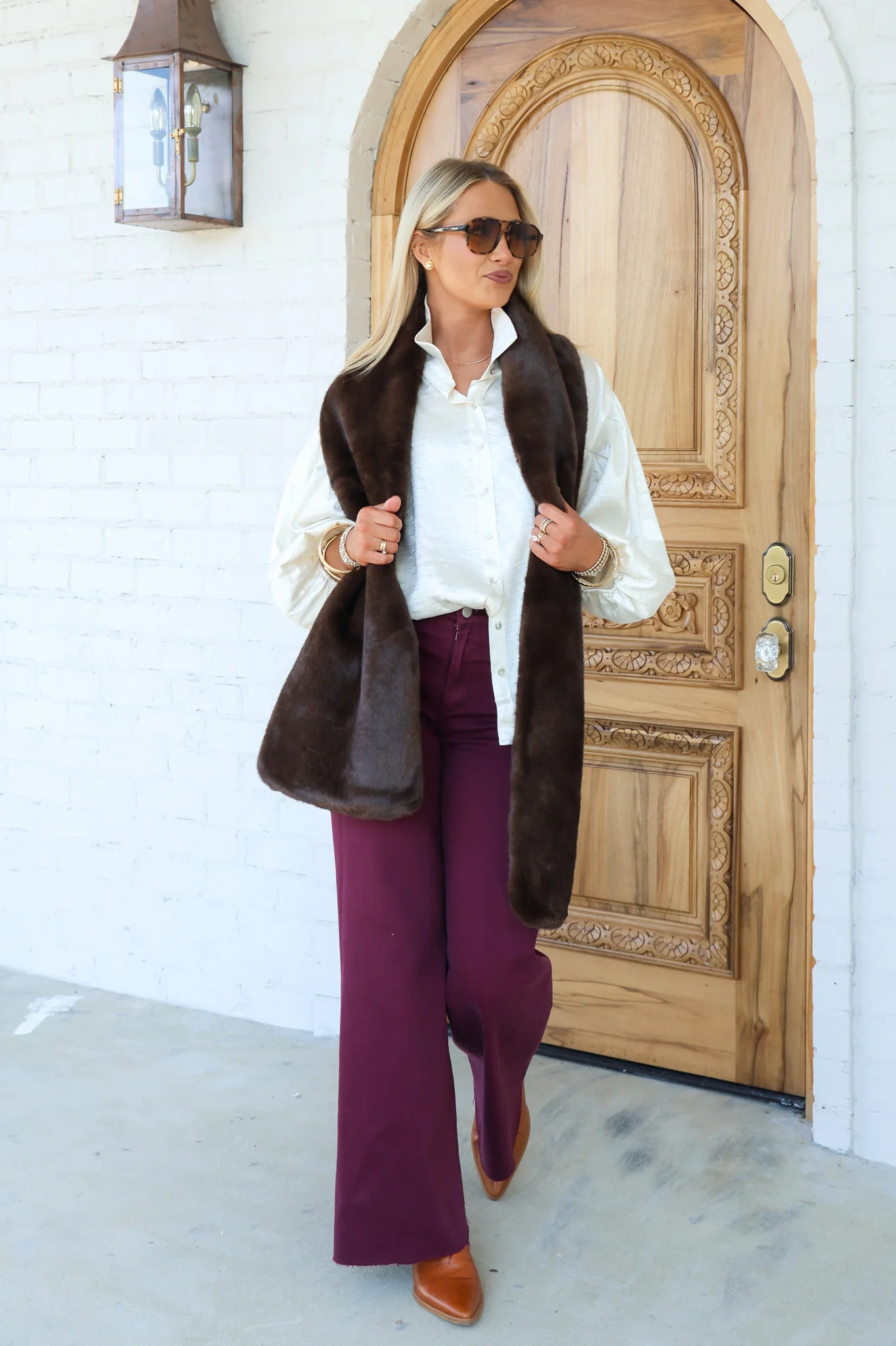 Free People Snow Angel Faux Fur Espresso Scarf - Image 2