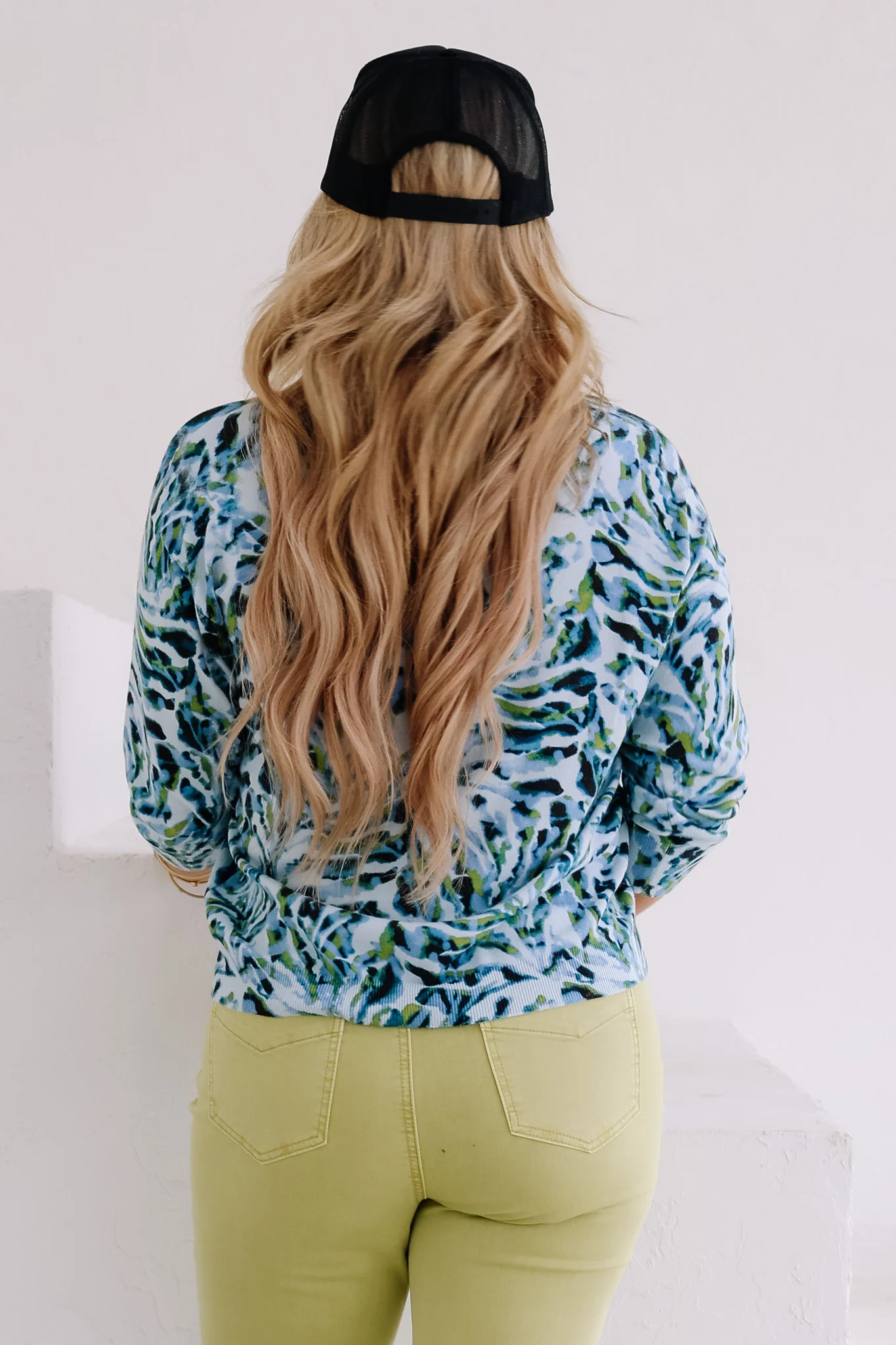TRIBAL Mist Blue Abstract Print 3/4 Sleeve Sweater Blouse - Image 5