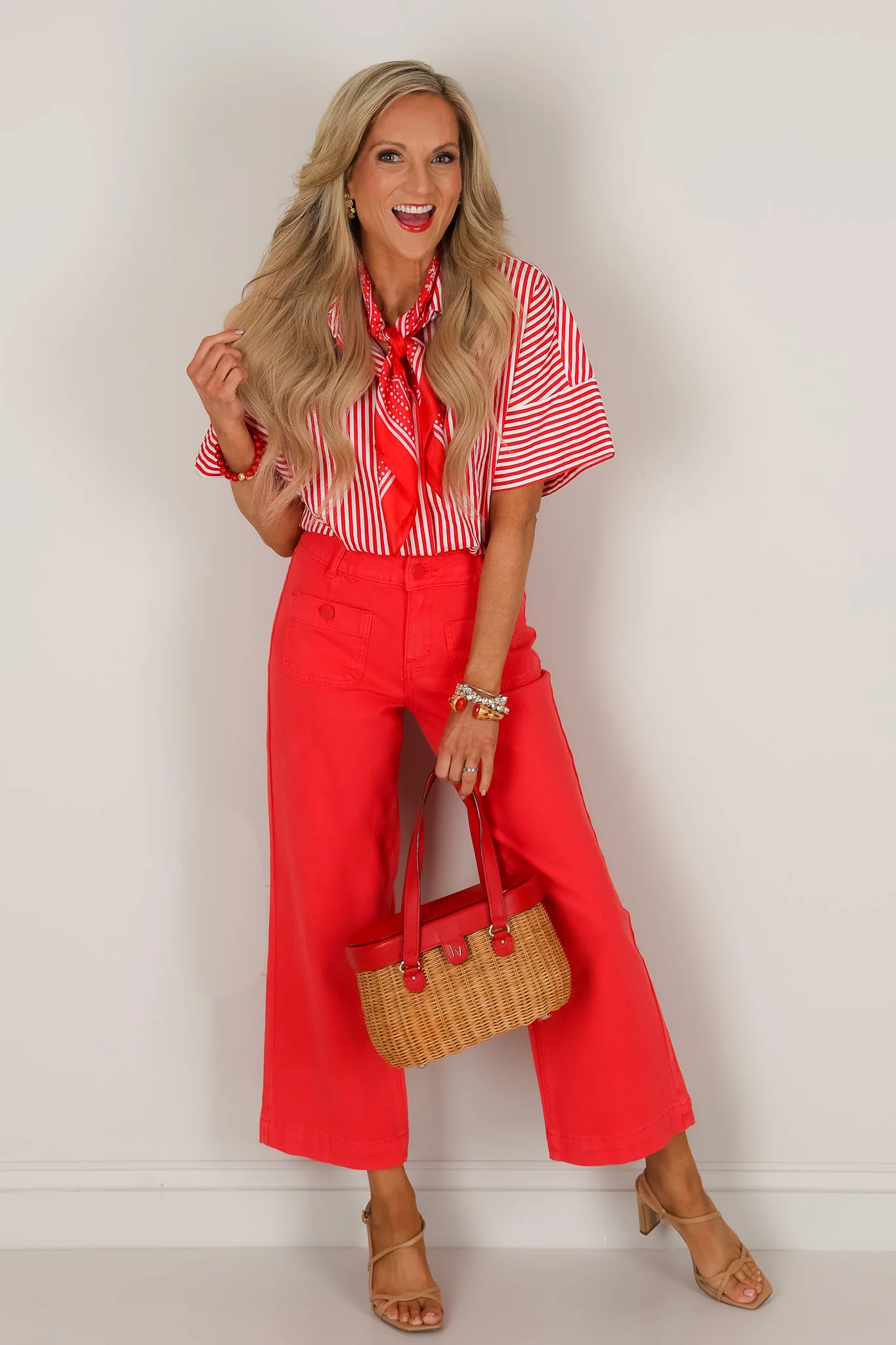 Tribal Sophia Coral Red Hugging Cropped Pant - Image 2
