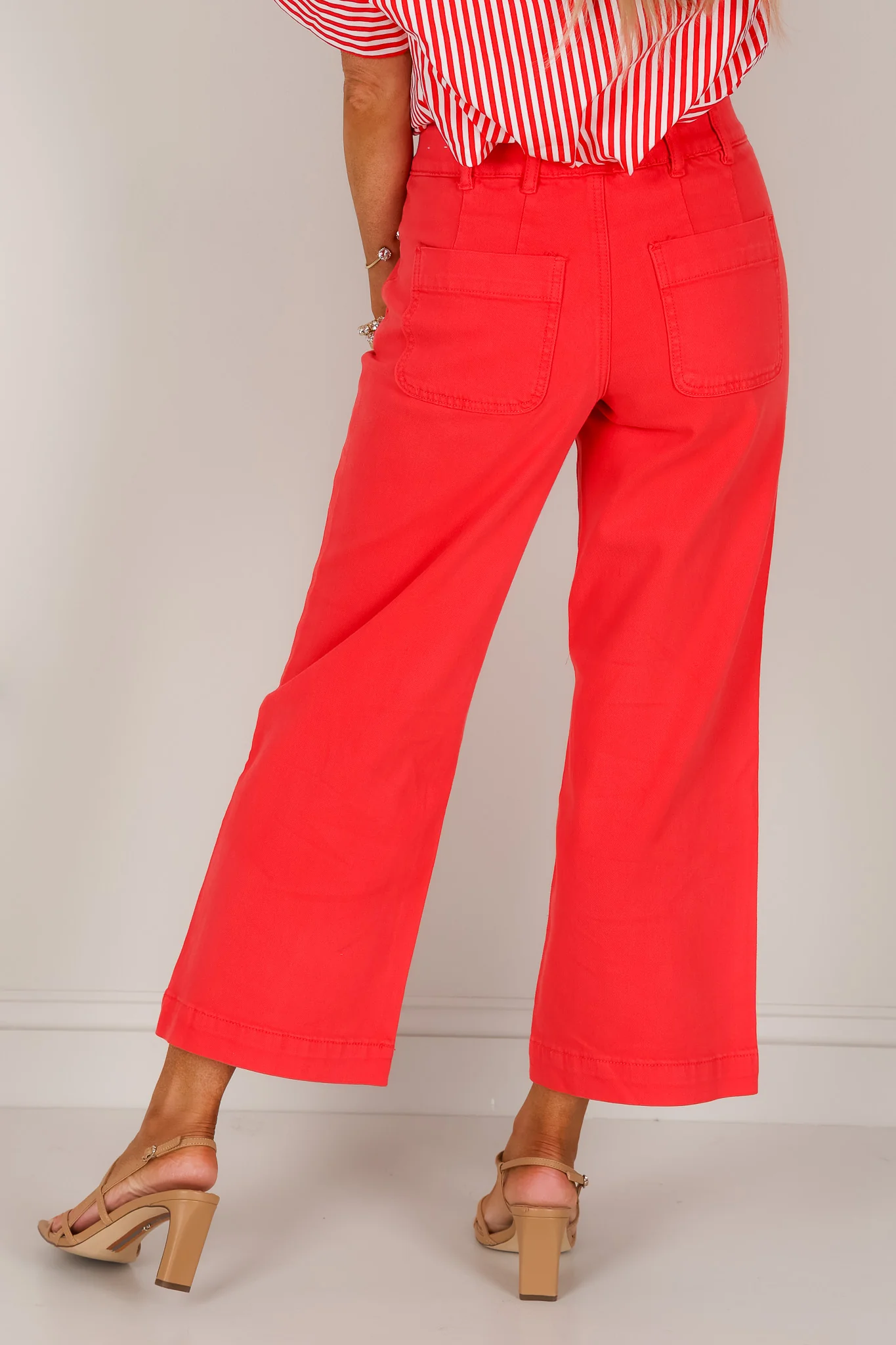 Tribal Sophia Coral Red Hugging Cropped Pant - Image 3