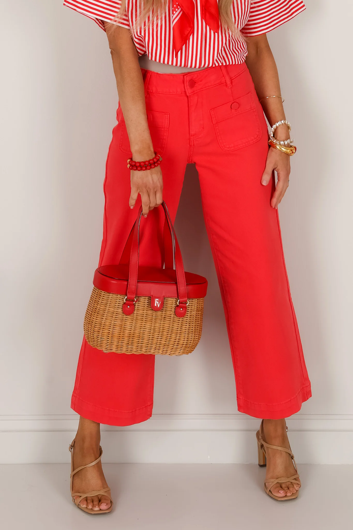 Tribal Sophia Coral Red Hugging Cropped Pant - Image 4
