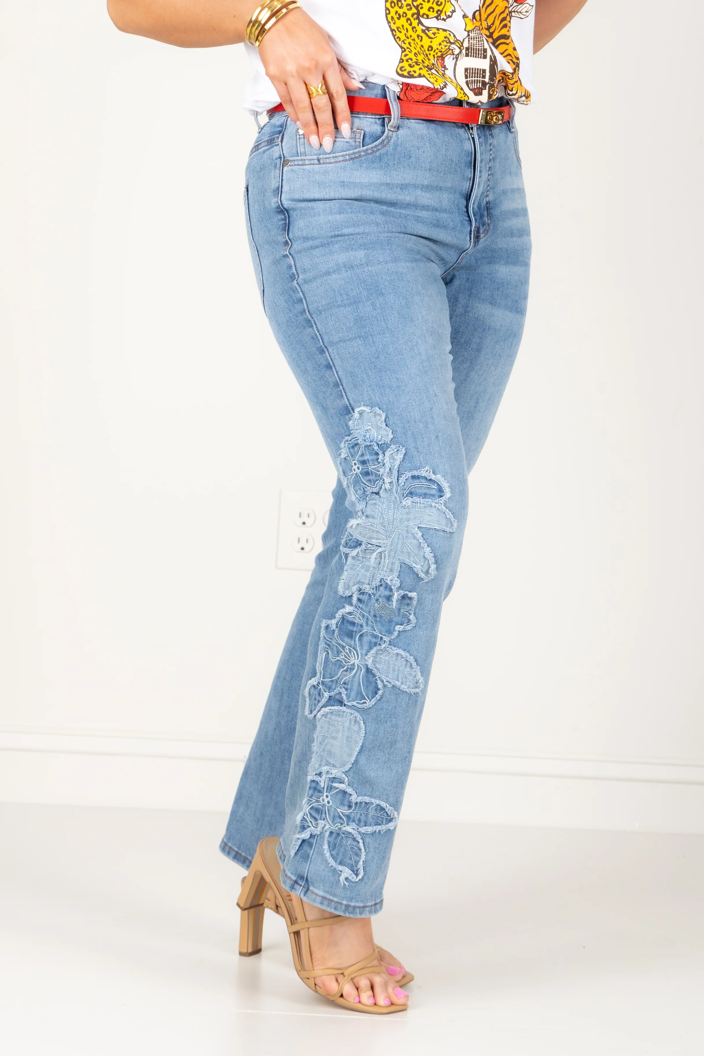 Tribal Sophia Pebble Blue Wide Leg Jean - Image 3