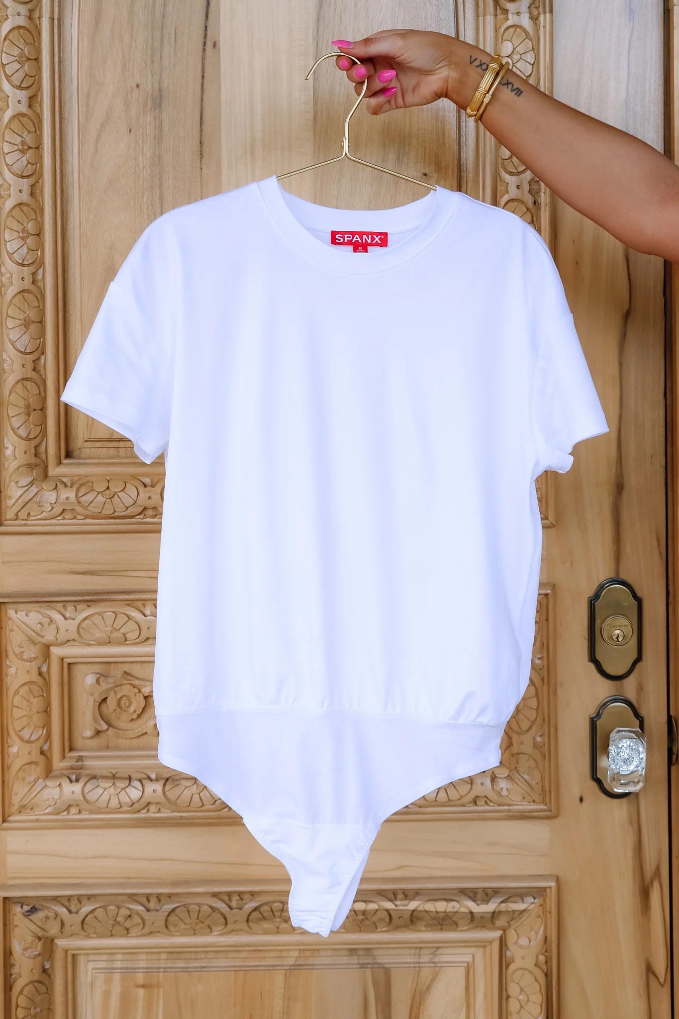 Spanx Lightweight Classic White Crewneck Short Sleeve Bodysuit