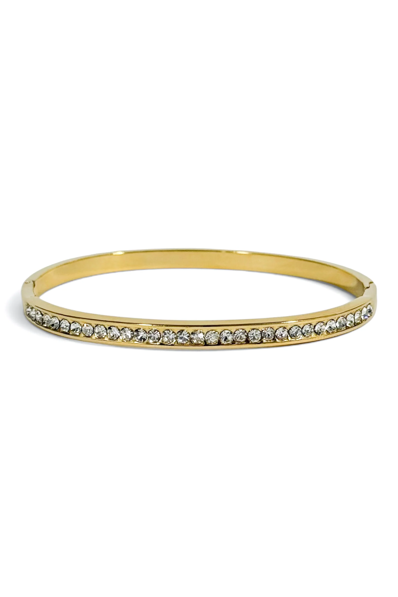 New Message Gold Pave Hinged Bangle Bracelet