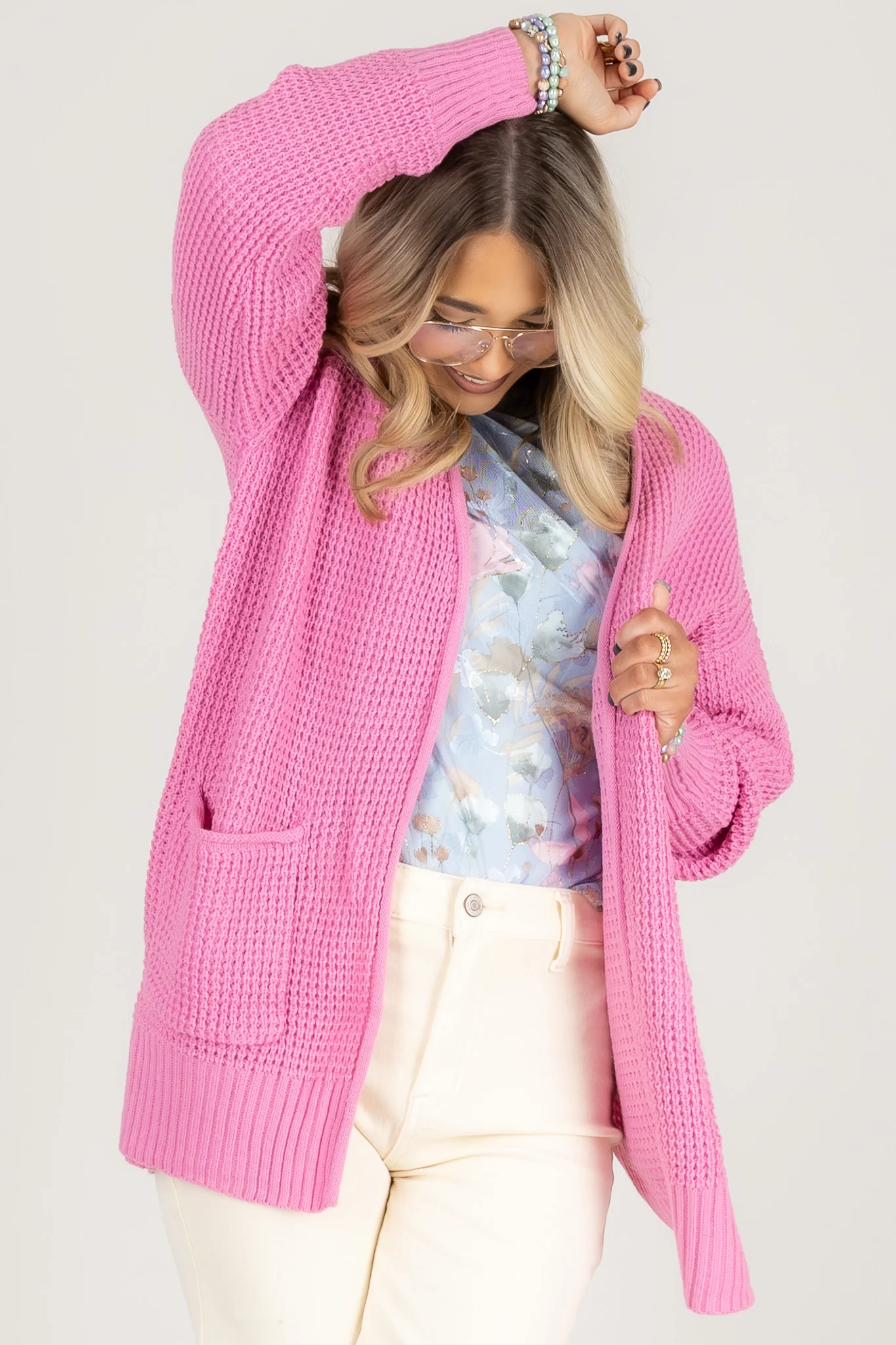 Steal A Moment Candy Pink Long Sleeve Cardigan - Image 2